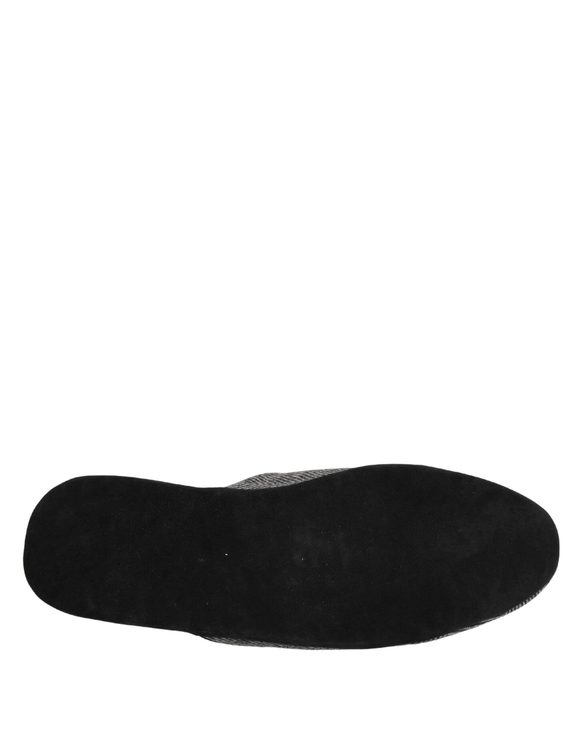 Dolce & Gabbana Grey Herringbone Cashmere Red Slippers Shoes - 8