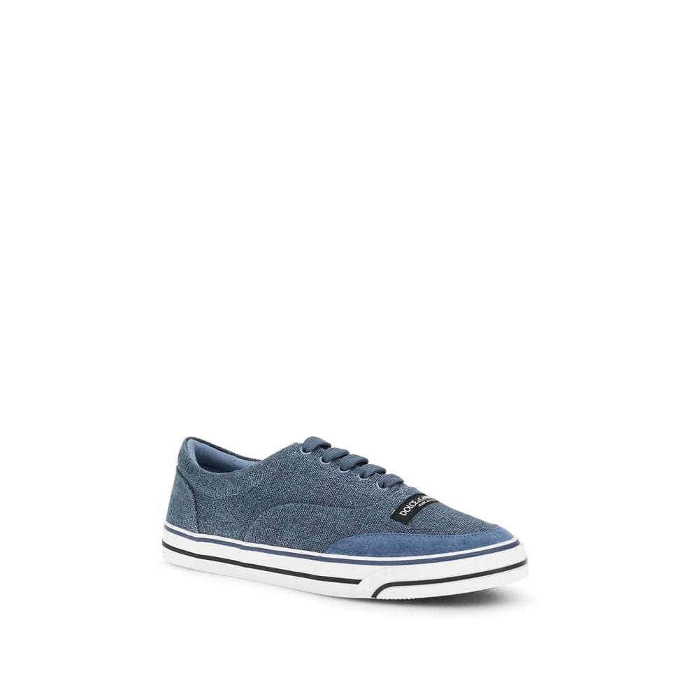 Dolce & Gabbana Blue Linen Low Top Sneakers - 2