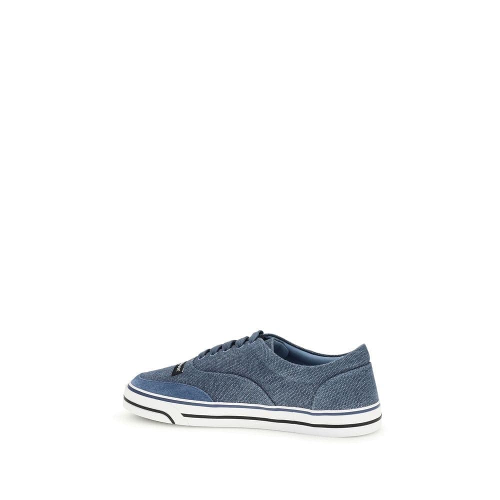 Dolce & Gabbana Blue Linen Low Top Sneakers - 3
