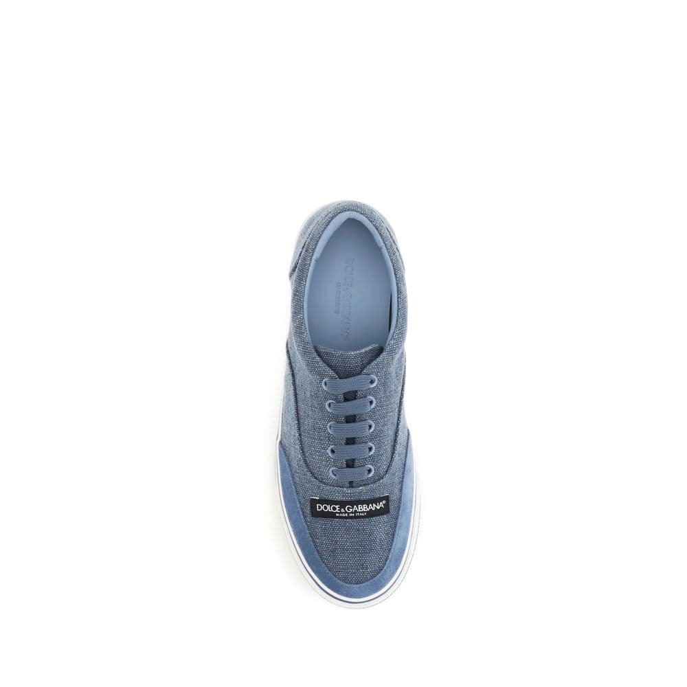 Dolce & Gabbana Blue Linen Low Top Sneakers - 4