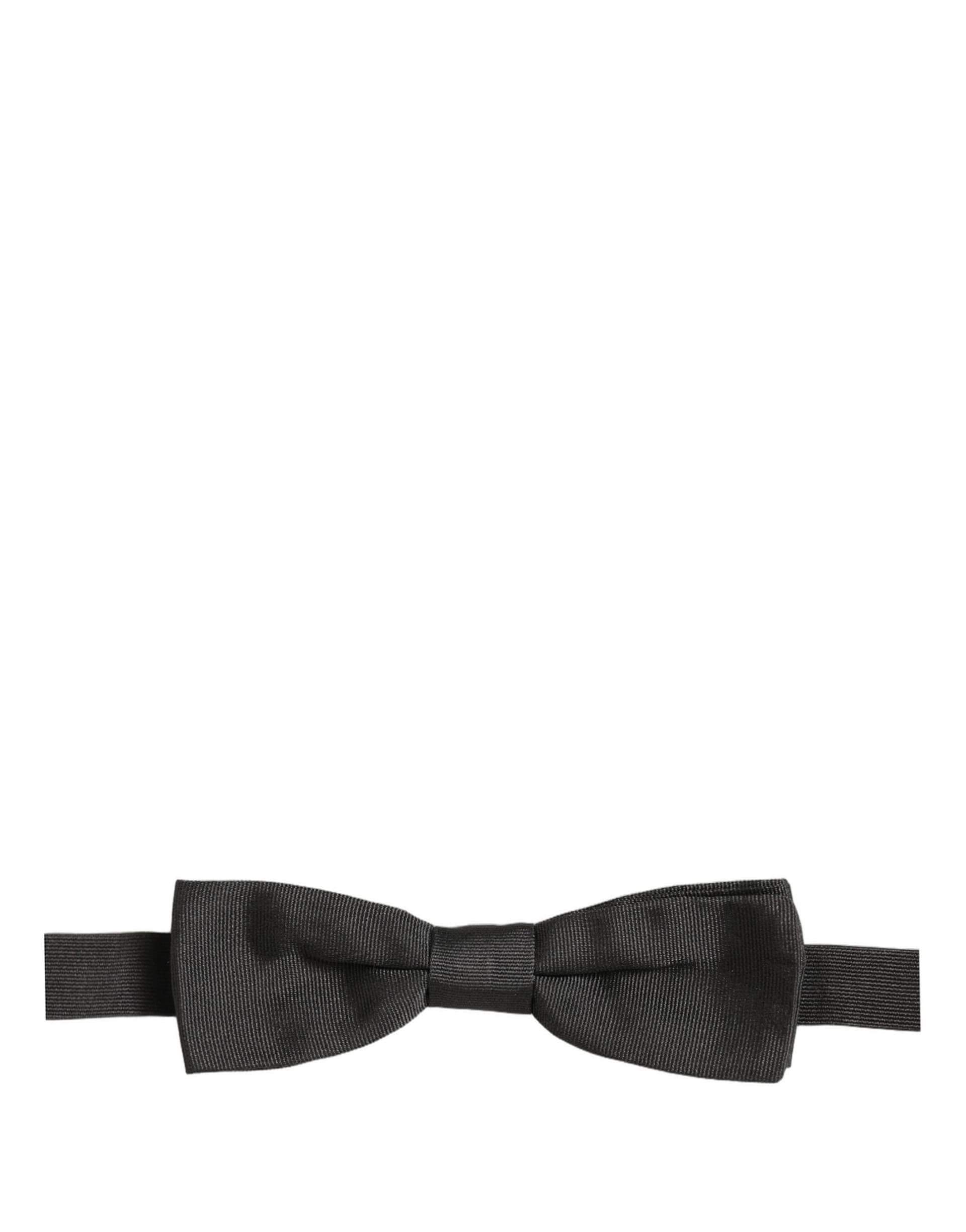 Dolce & Gabbana Men Black 100% Cotton Adjustable Neck Papillon Bow Tie - 3