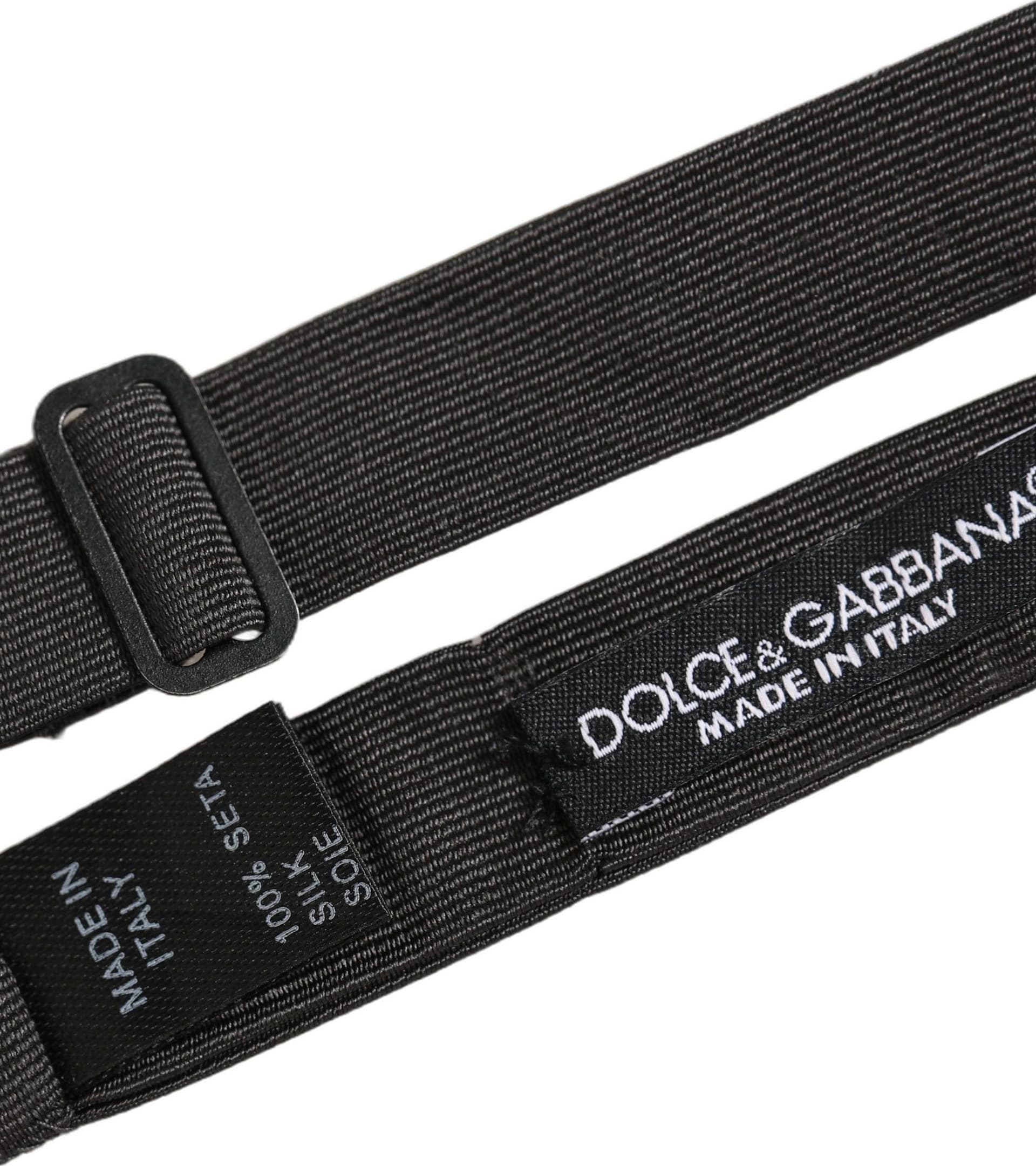 Dolce & Gabbana Men Black 100% Cotton Adjustable Neck Papillon Bow Tie - 6