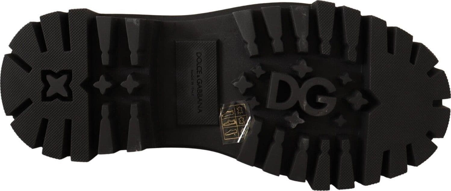 Dolce & Gabbana Black Leather Studded Combat Boots - 6