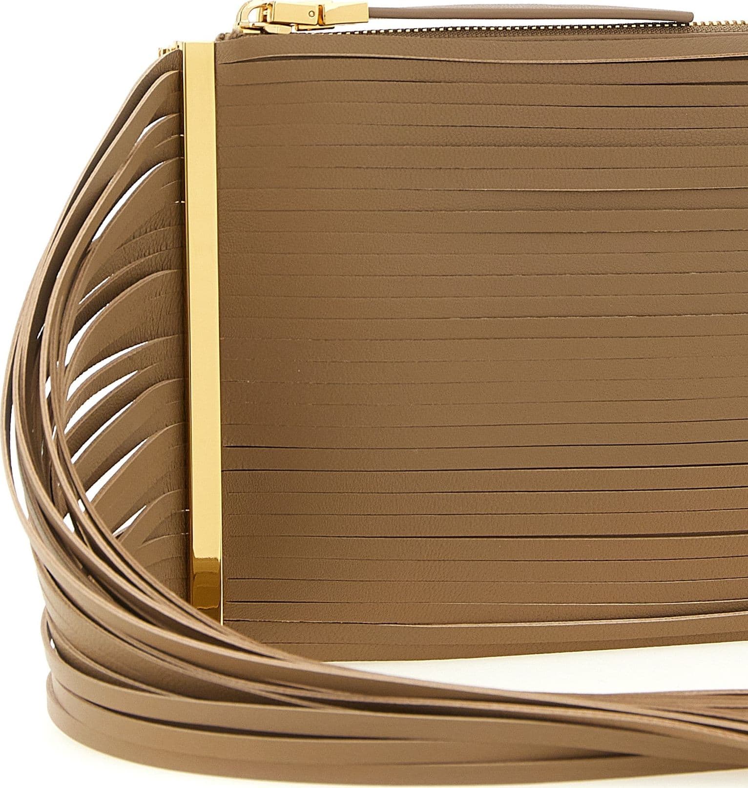 Elisabetta Franchi Beige Leather Clutch Bag - 3