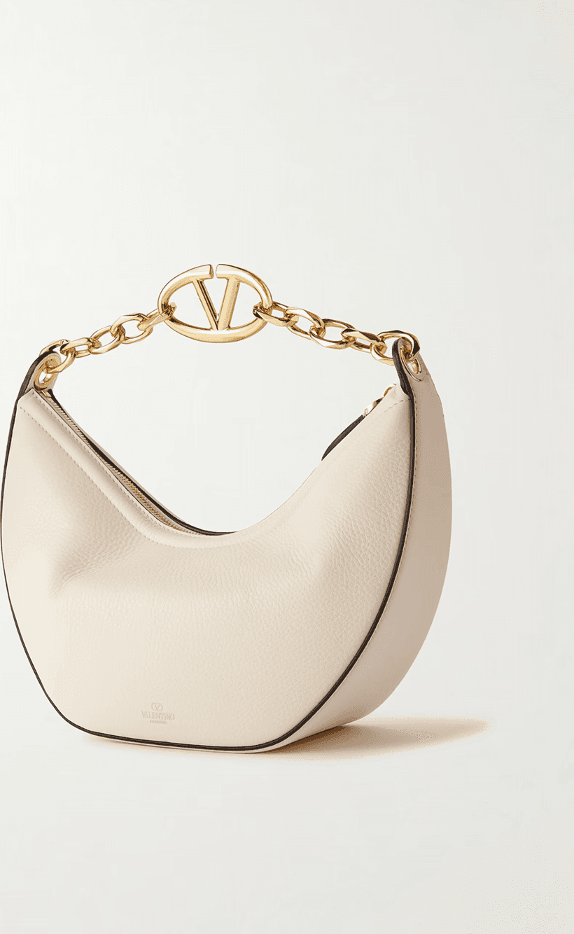 Valentino Garavani Ivory Leather Small Hobo Vlogo Shoulder Bag - 3