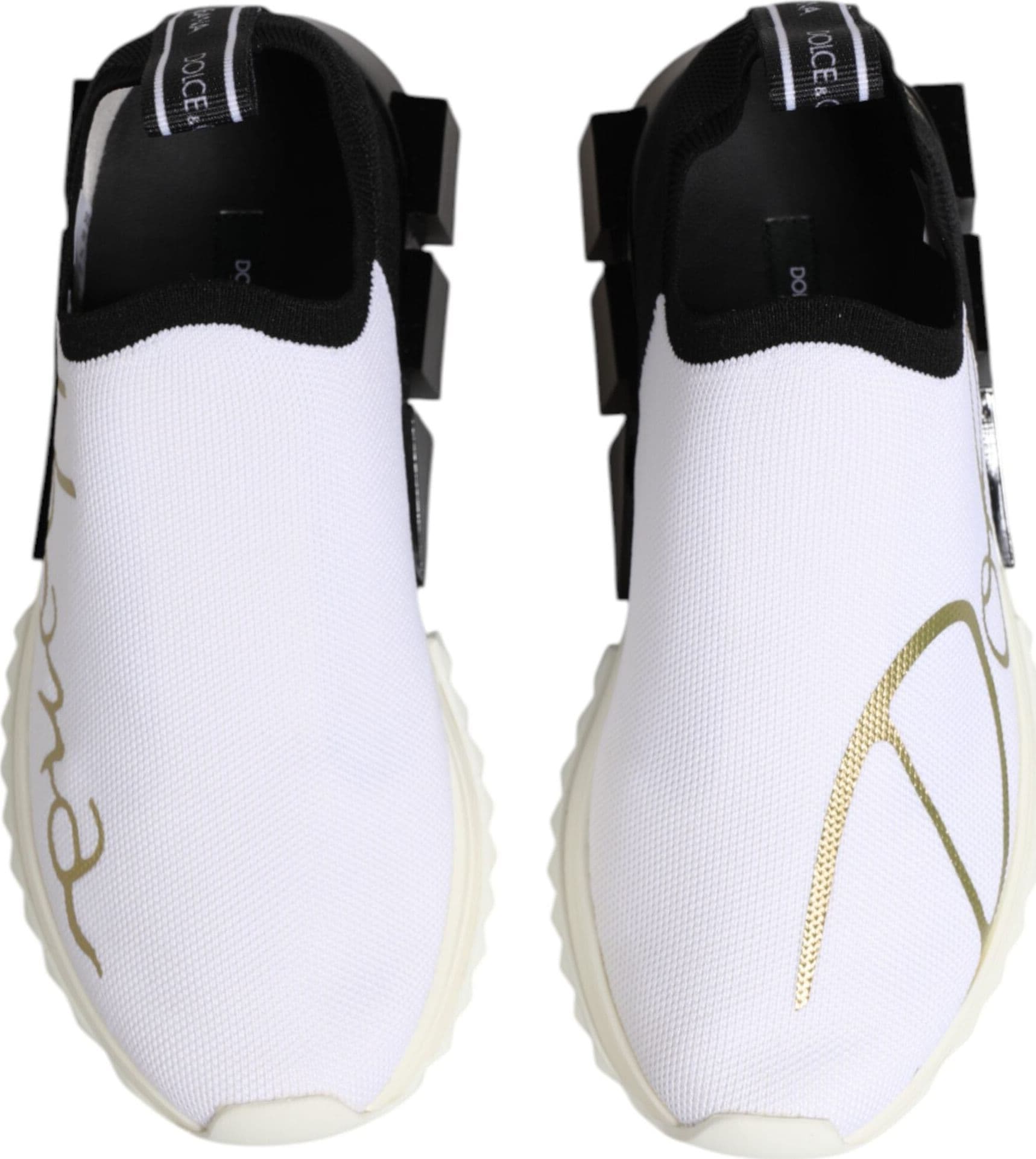 Dolce & Gabbana White Black Low Top Sorrento Sneakers Shoes - 2