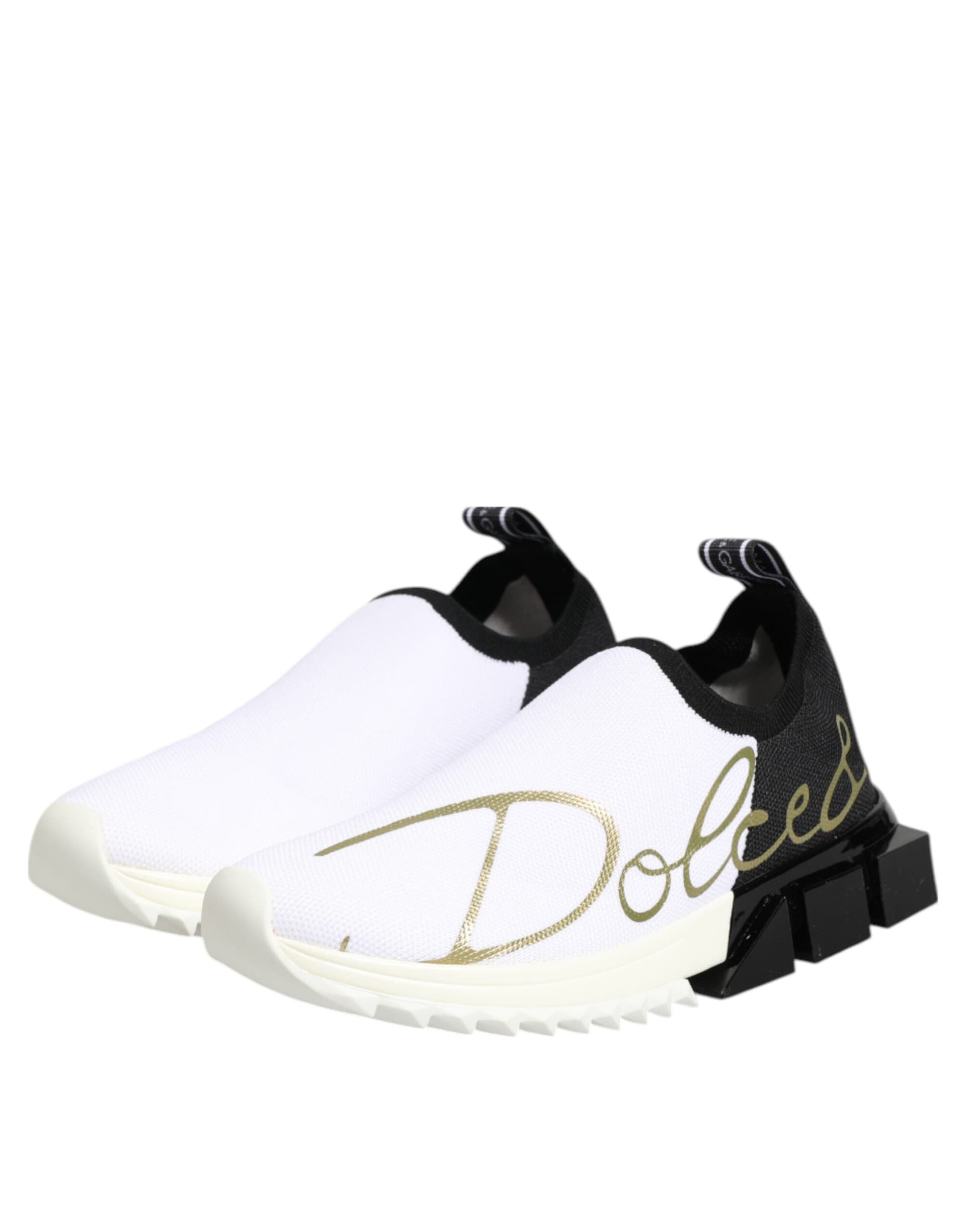 Dolce & Gabbana White Black Low Top Sorrento Sneakers Shoes - 3