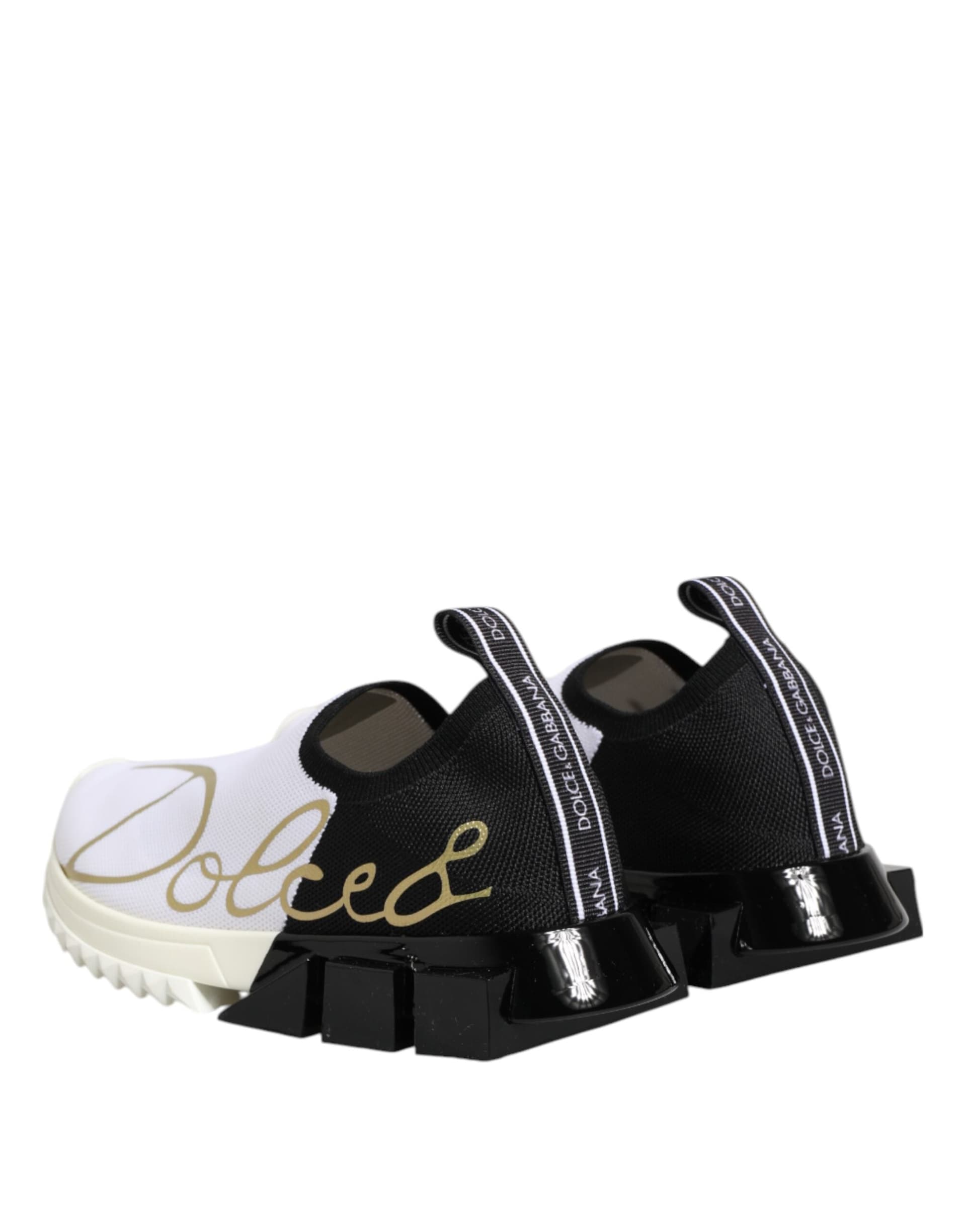 Dolce & Gabbana White Black Low Top Sorrento Sneakers Shoes - 4
