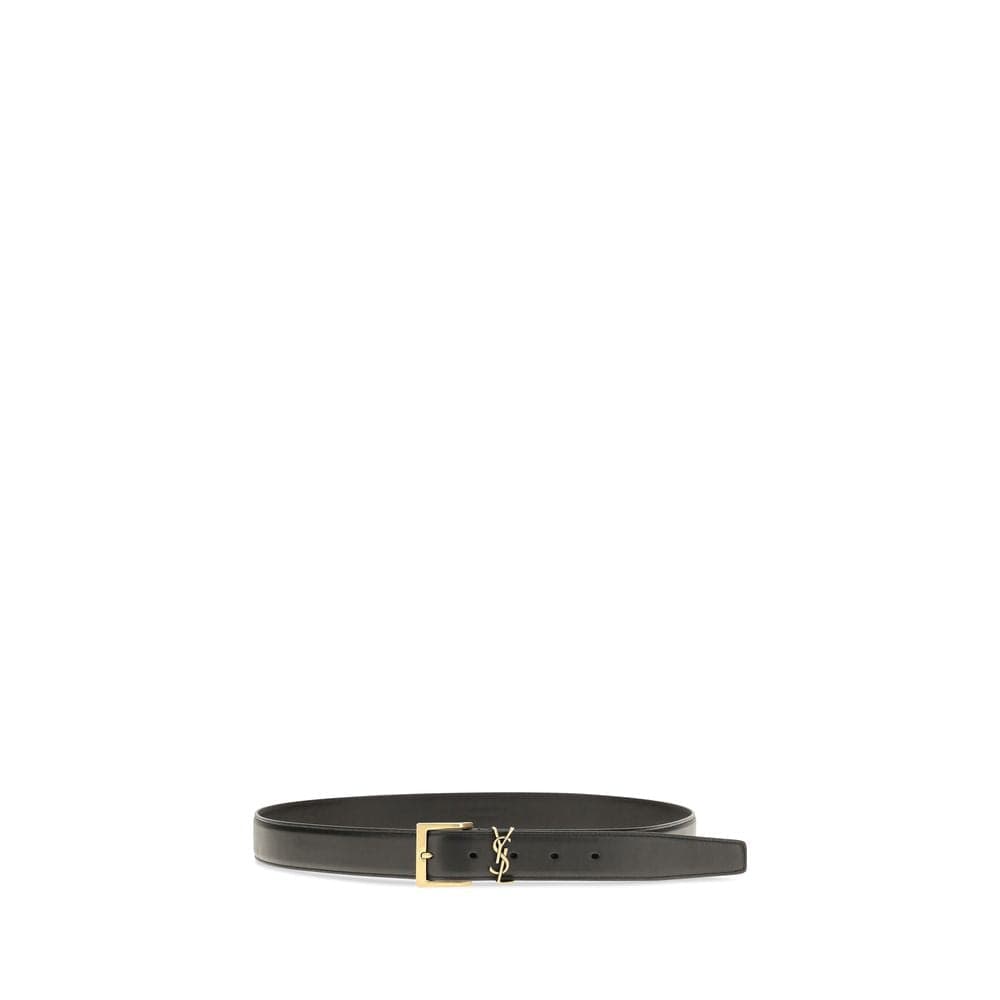 Saint Laurent Black Calf Leather Bos Taurus Regular Belt - 2