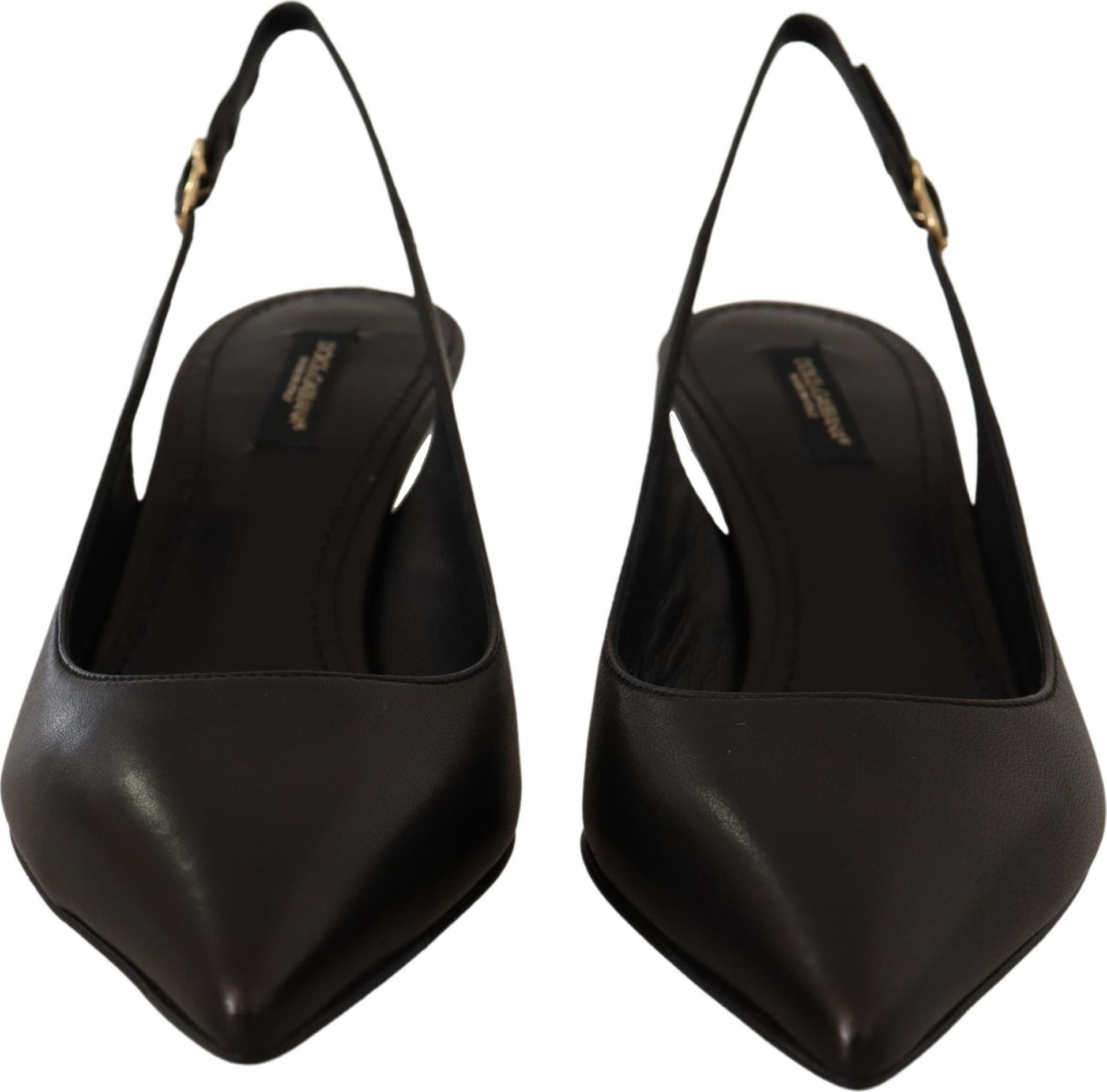 Dolce & Gabbana Black Leather Slingbacks Heels Pumps Shoes - 5