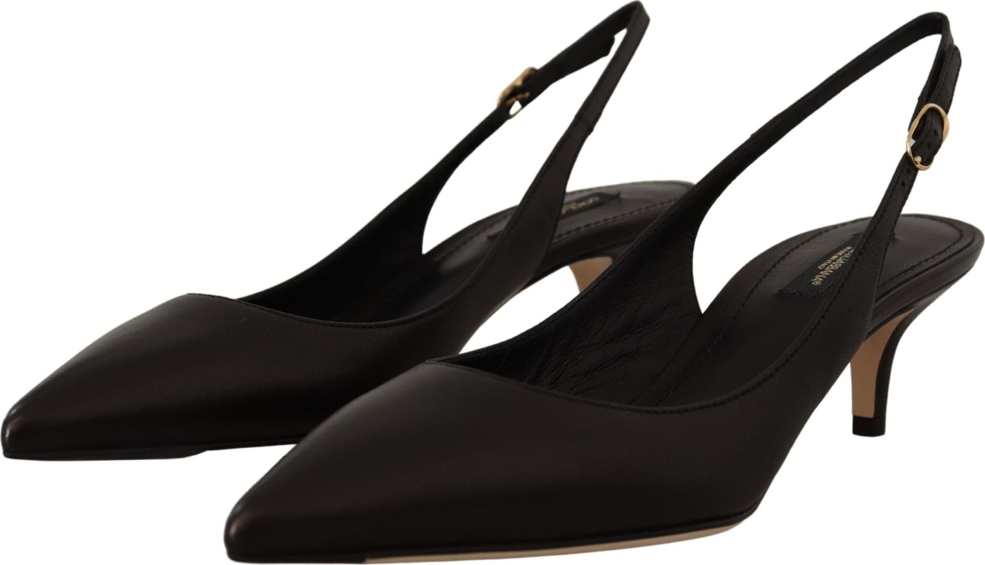 Dolce & Gabbana Black Leather Slingbacks Heels Pumps Shoes - 6