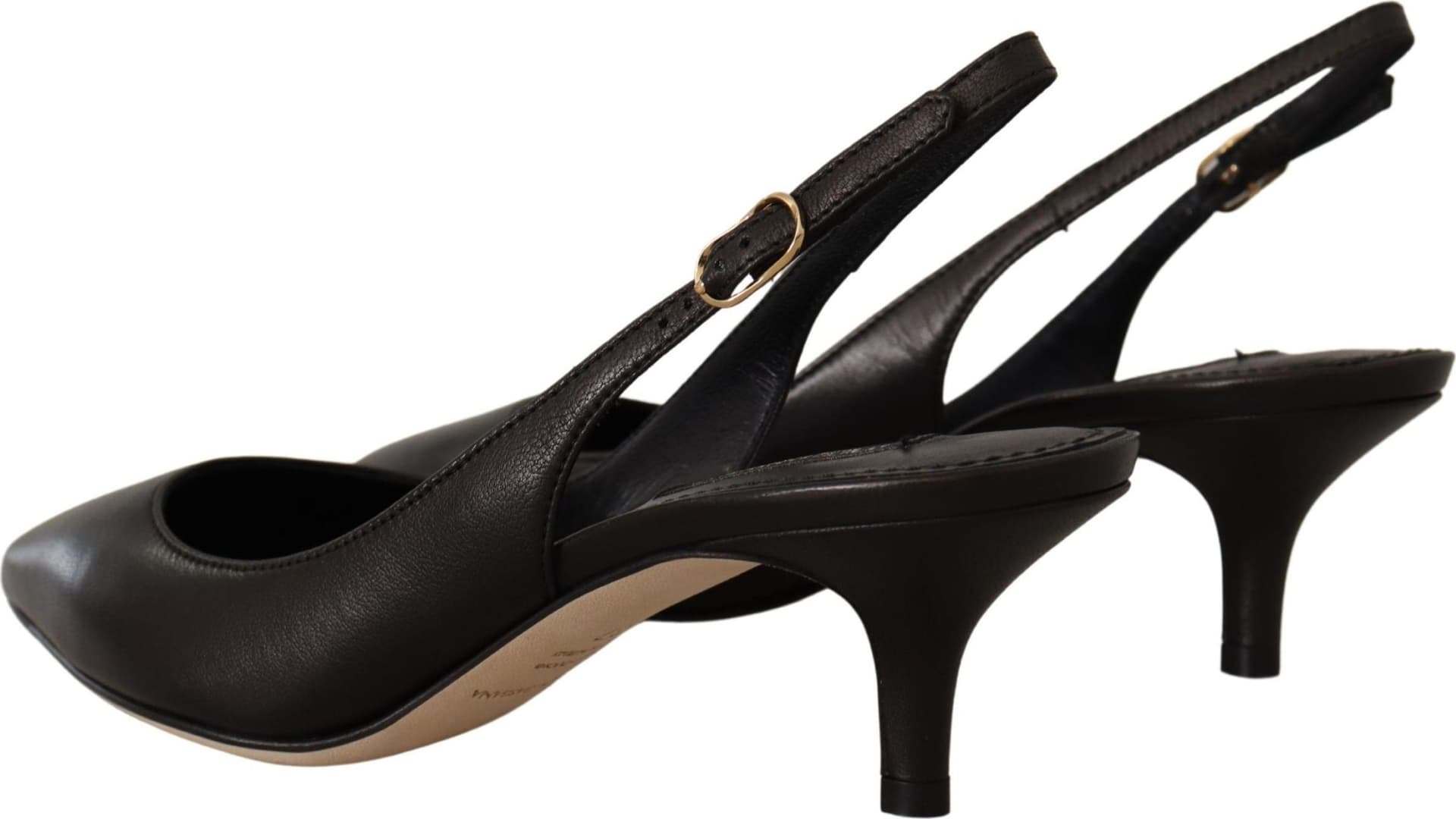Dolce & Gabbana Black Leather Slingbacks Heels Pumps Shoes - 7