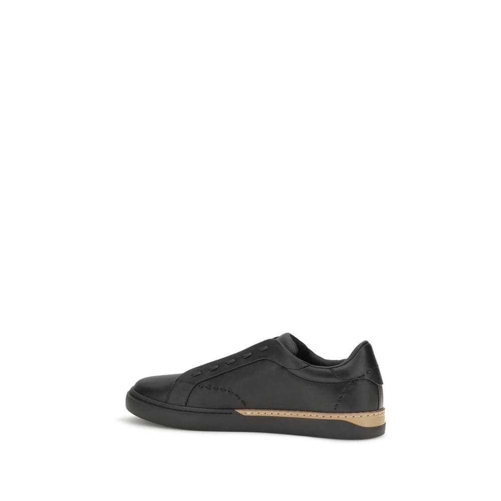 Fendi Black Calf Leather Bos Taurus Sneakers - 3