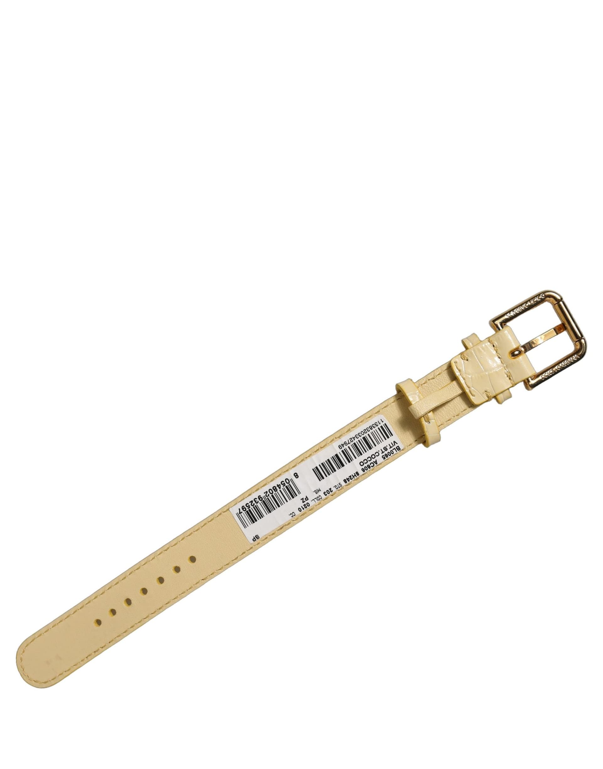 Dolce & Gabbana Beige Embossed Leather Gold Buckle Belt Strap Bracelet - 4