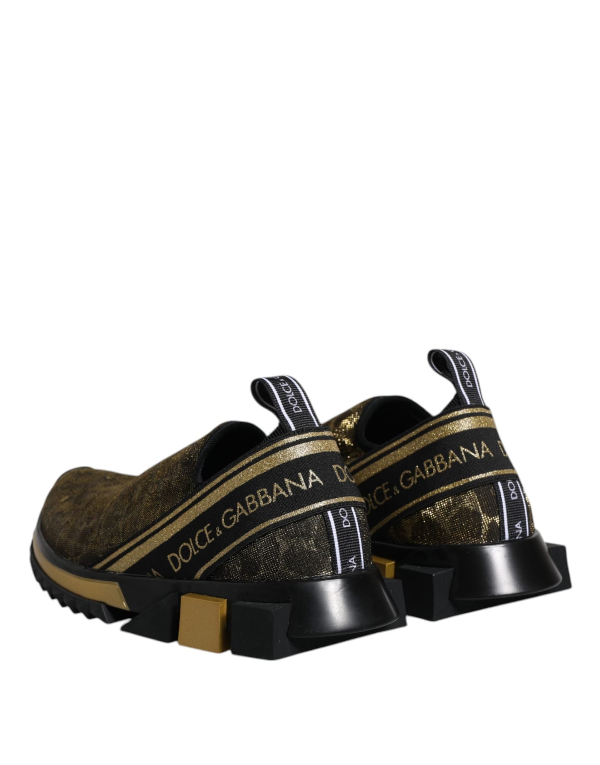 Dolce & Gabbana Gold Glitter Leopard Sorrento Sneakers Shoes - 4