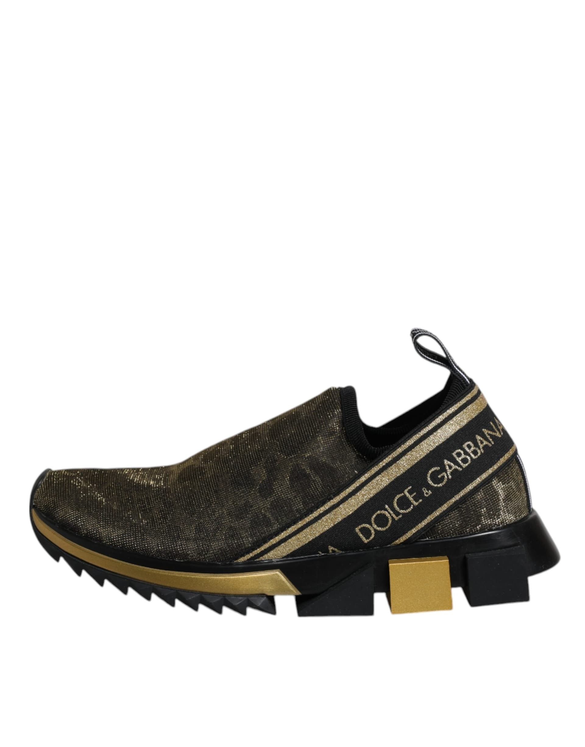 Dolce & Gabbana Gold Glitter Leopard Sorrento Sneakers Shoes - 5