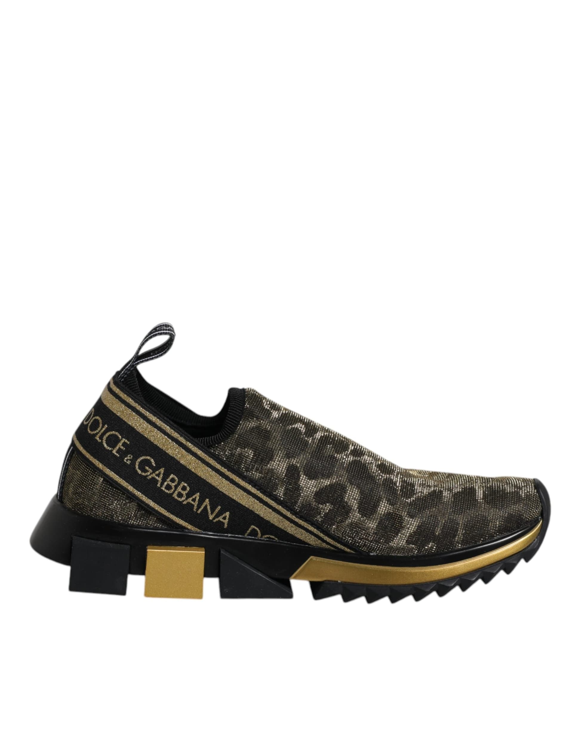 Dolce & Gabbana Gold Glitter Leopard Sorrento Sneakers Shoes - 6