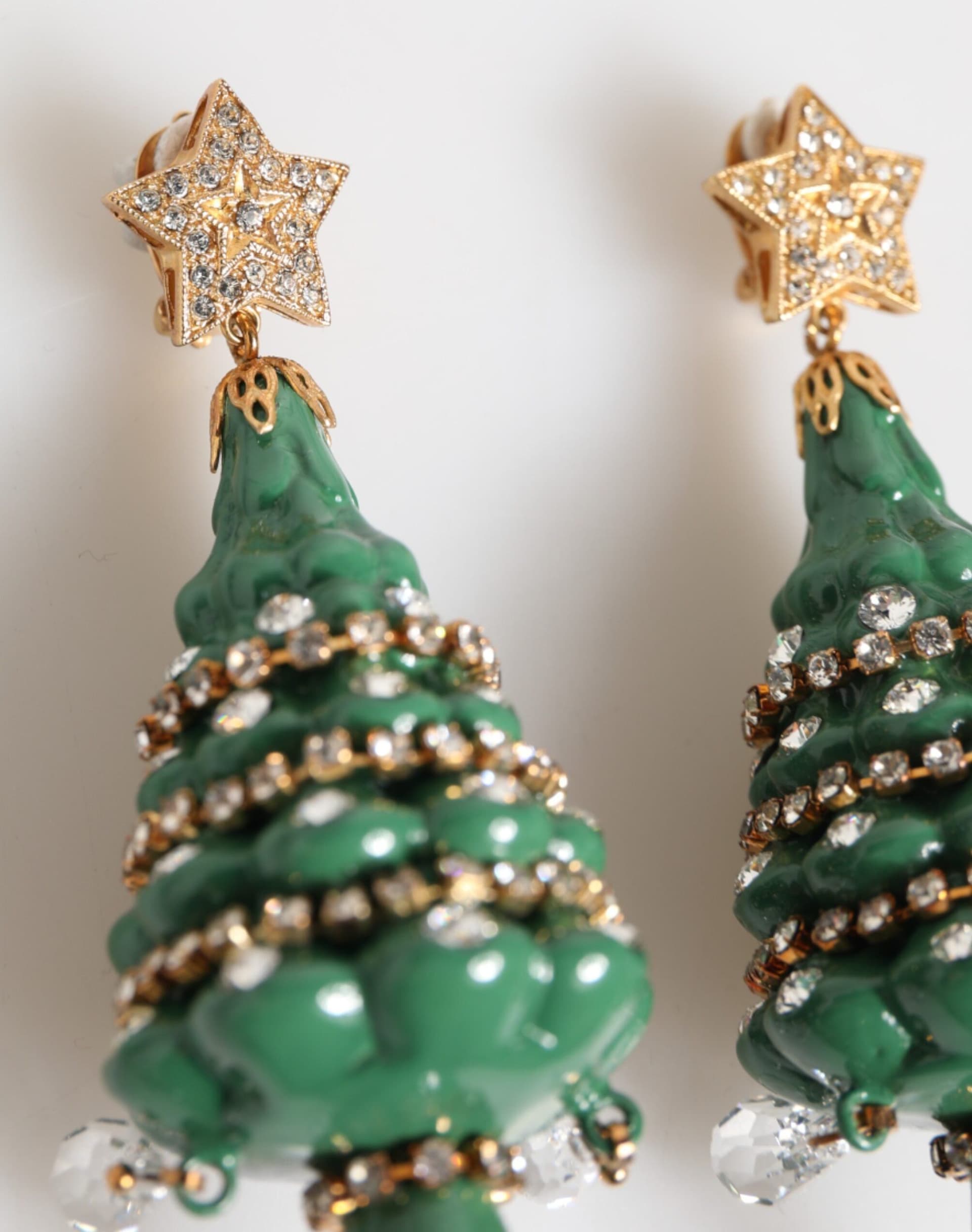 Dolce & Gabbana Gold Brass Multicolour Christmas Tree Earrings - 4