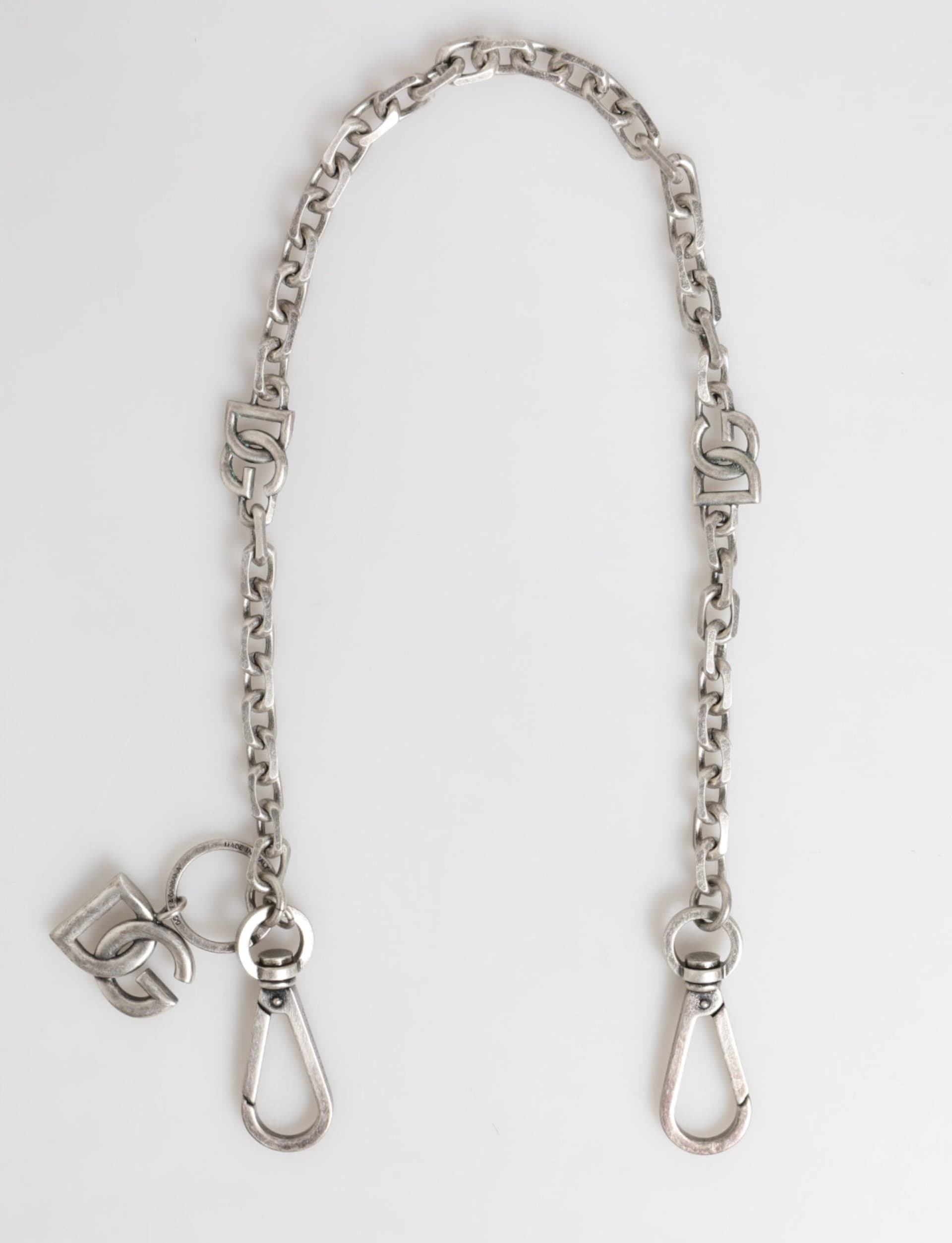 Dolce & Gabbana Silver Tone Brass DG Logo Detailing Chain Men Necklace - 3