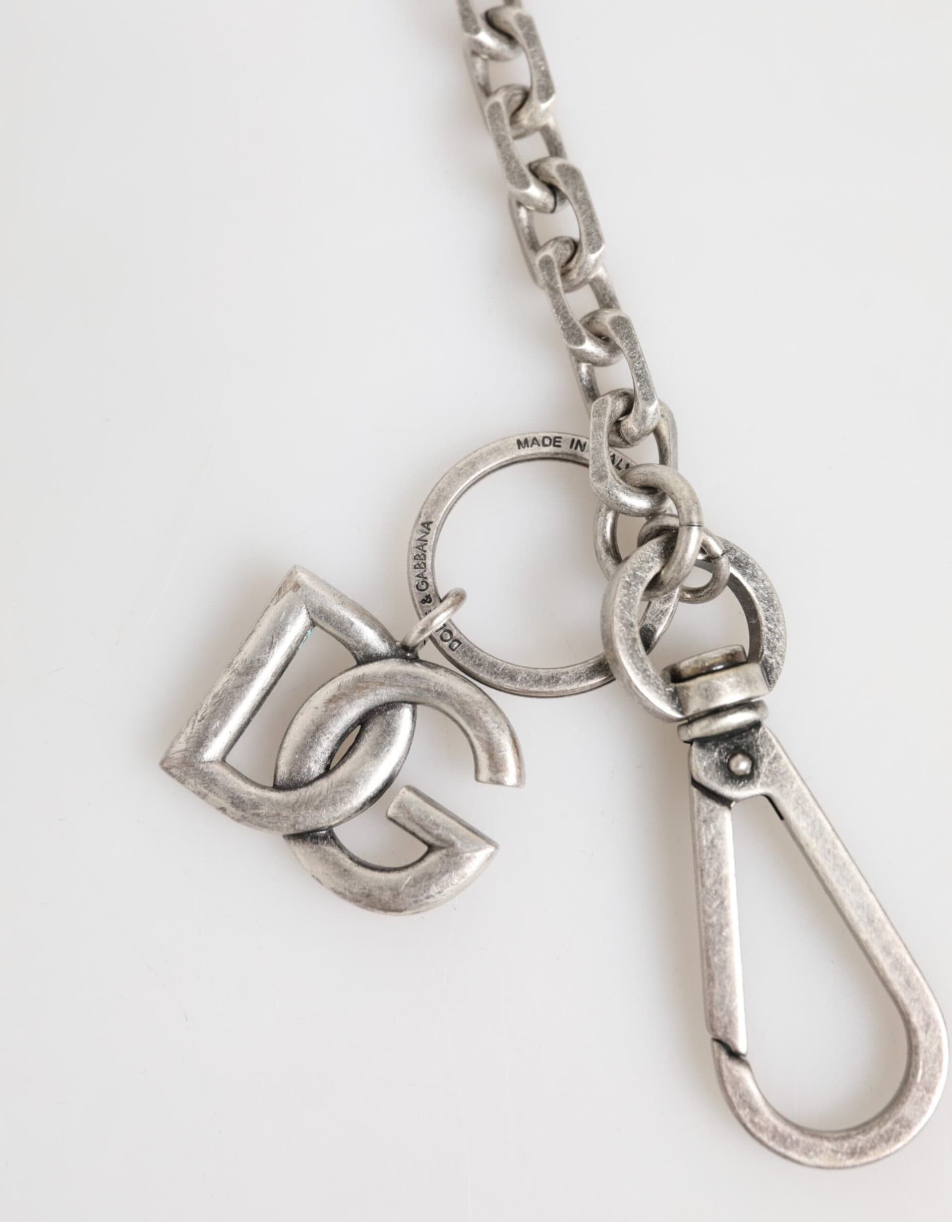 Dolce & Gabbana Silver Tone Brass DG Logo Detailing Chain Men Necklace - 4