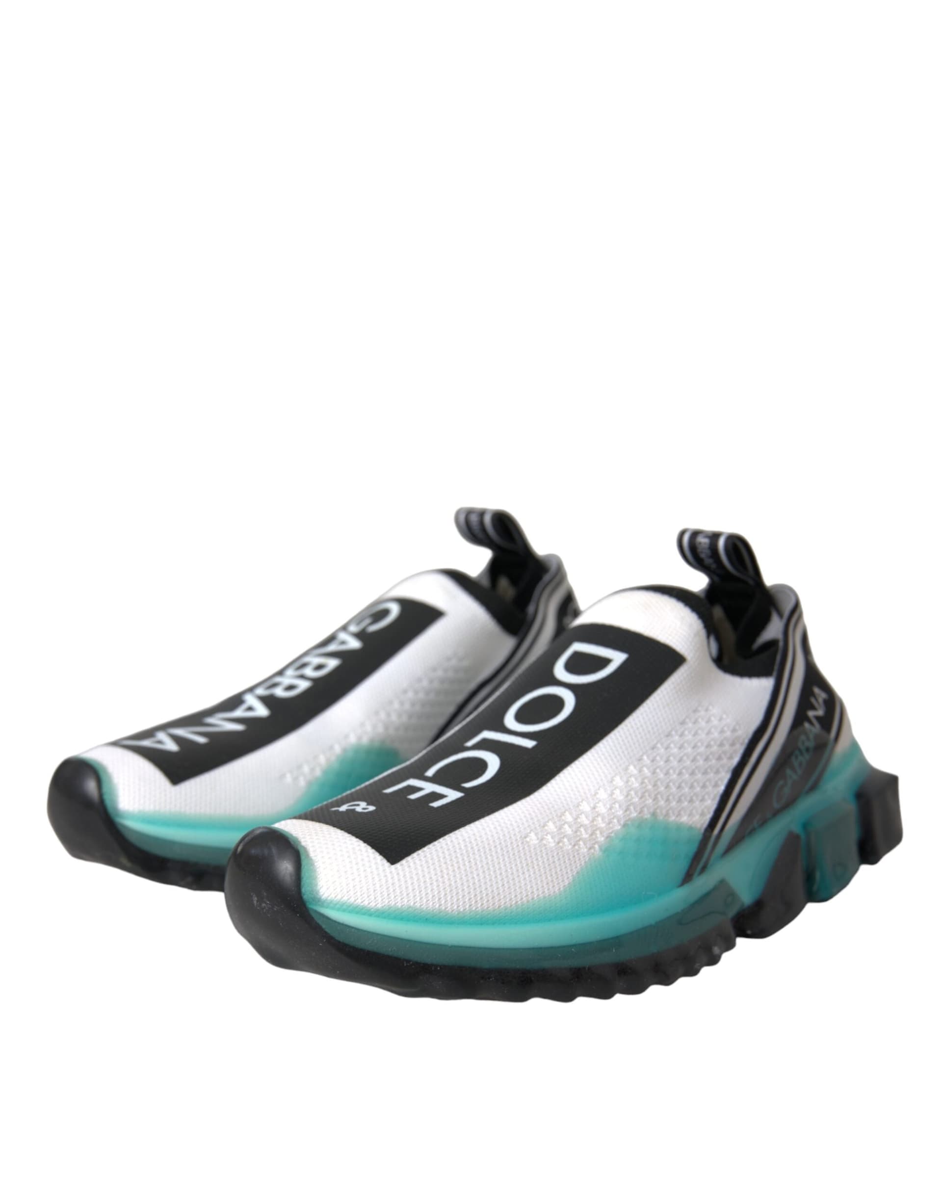 Dolce & Gabbana Black White Blue Slip On Sorrento Sneakers Shoes - 2