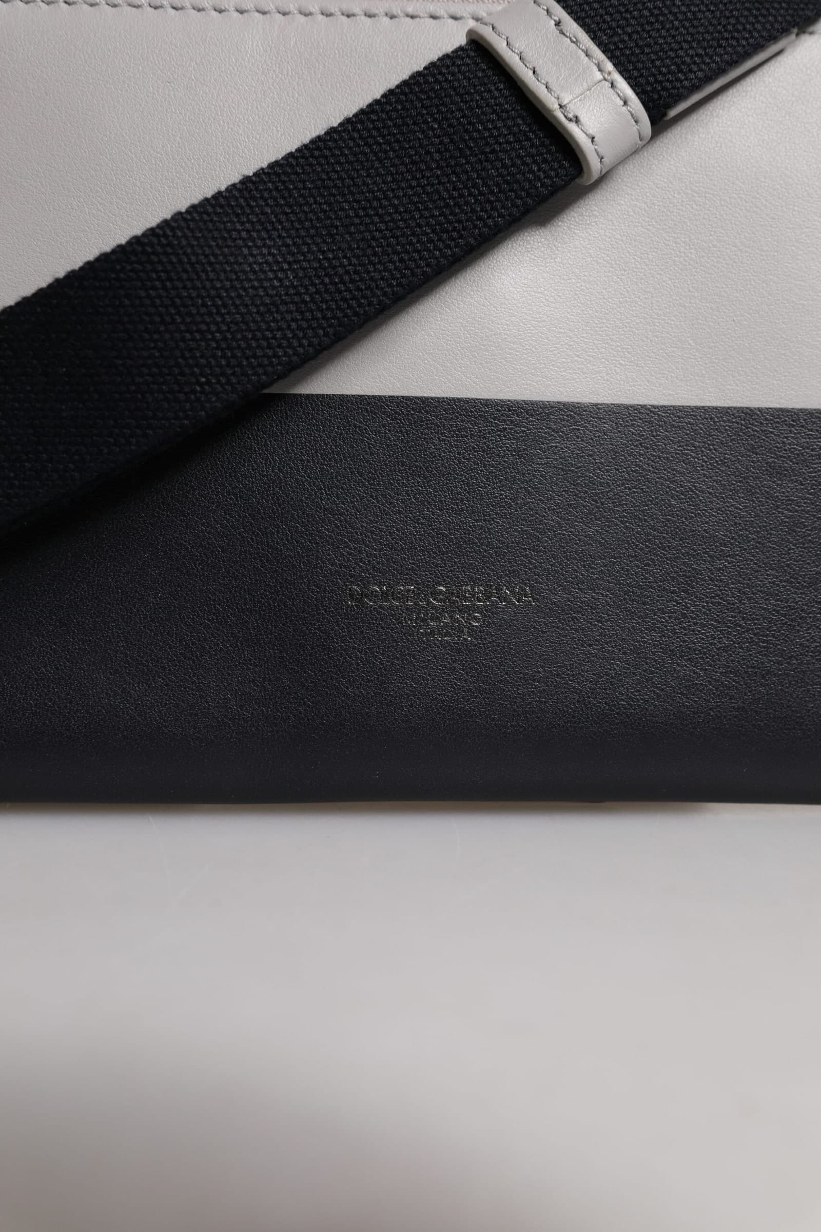 Dolce & Gabbana Black White Leather Logo Embossed Crossbody Bag - 3