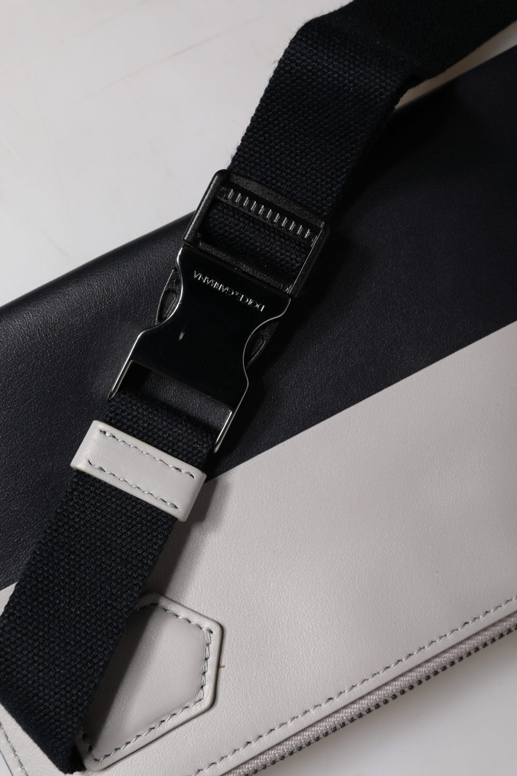 Dolce & Gabbana Black White Leather Logo Embossed Crossbody Bag - 6