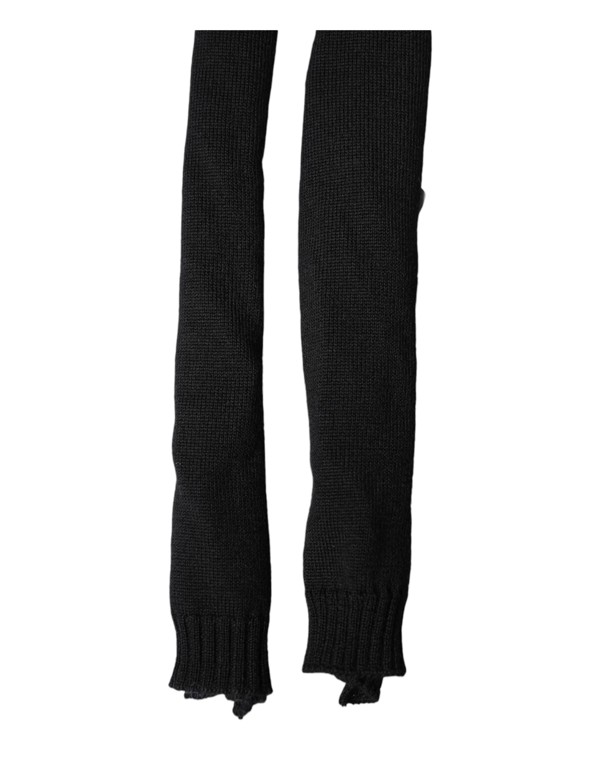Dolce & Gabbana Black Wool Knitted Neck Wrap Shawl Men Scarf - 3