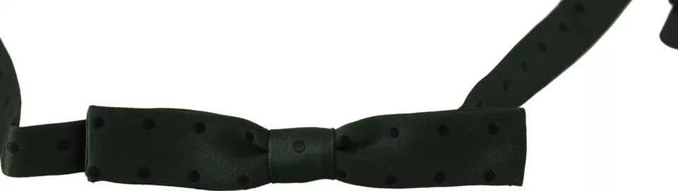 Dolce & Gabbana Green Dotted Silk Adjustable Neck Bow Tie - 3