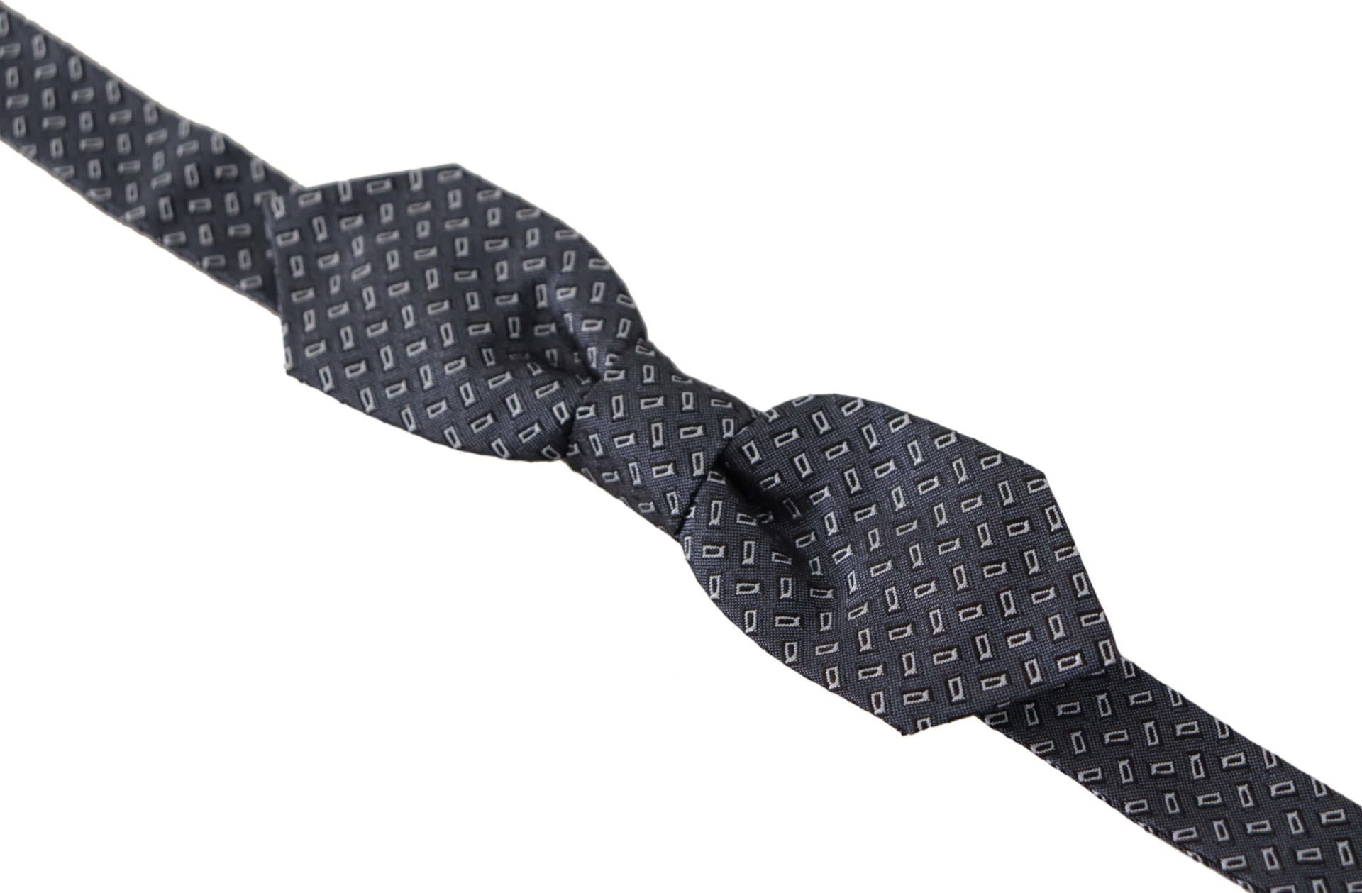Dolce & Gabbana Blue Gray Polka Dot 100% Silk Neck Papillon Tie - 2