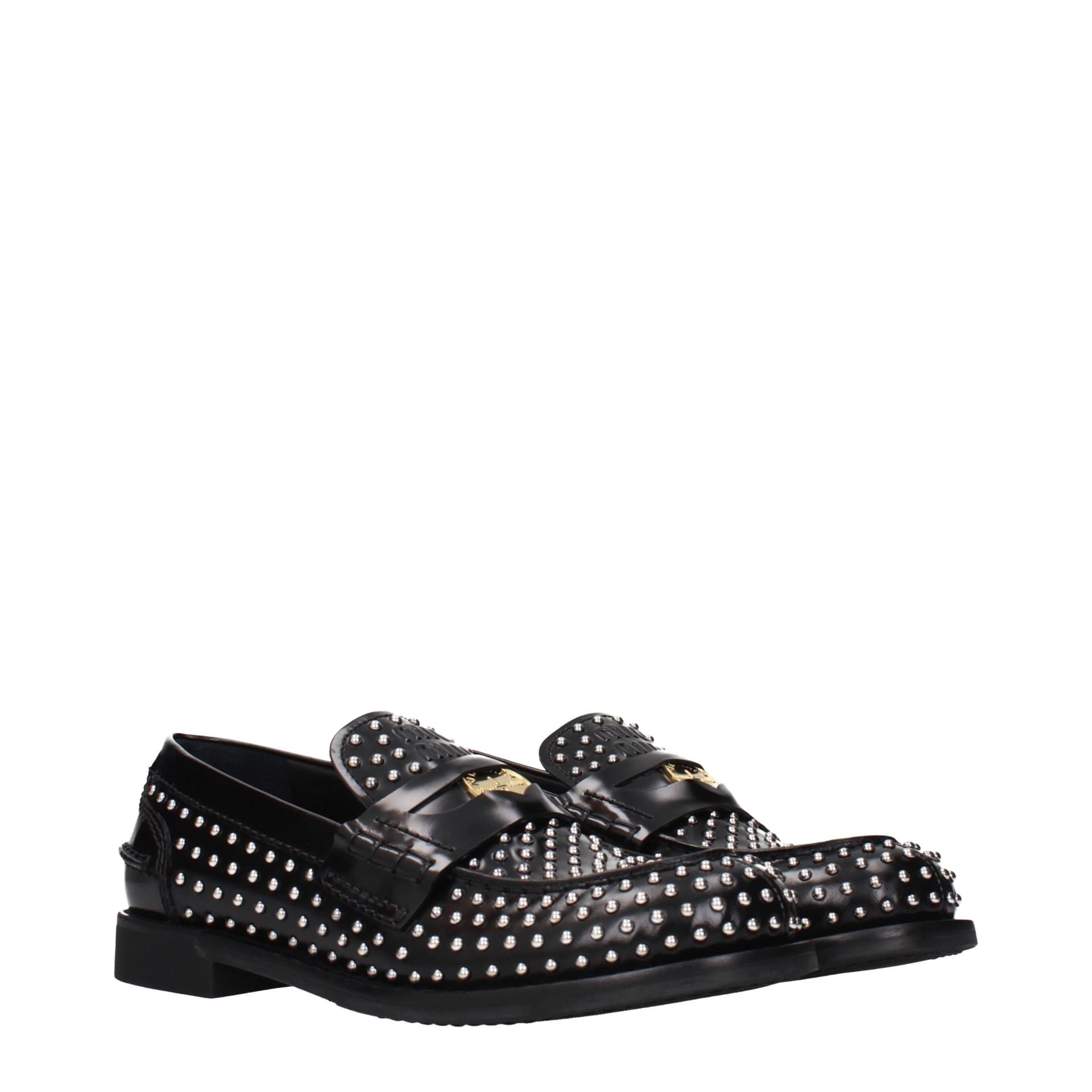 Miu Miu Black Leather Slip-On Loafers - 2