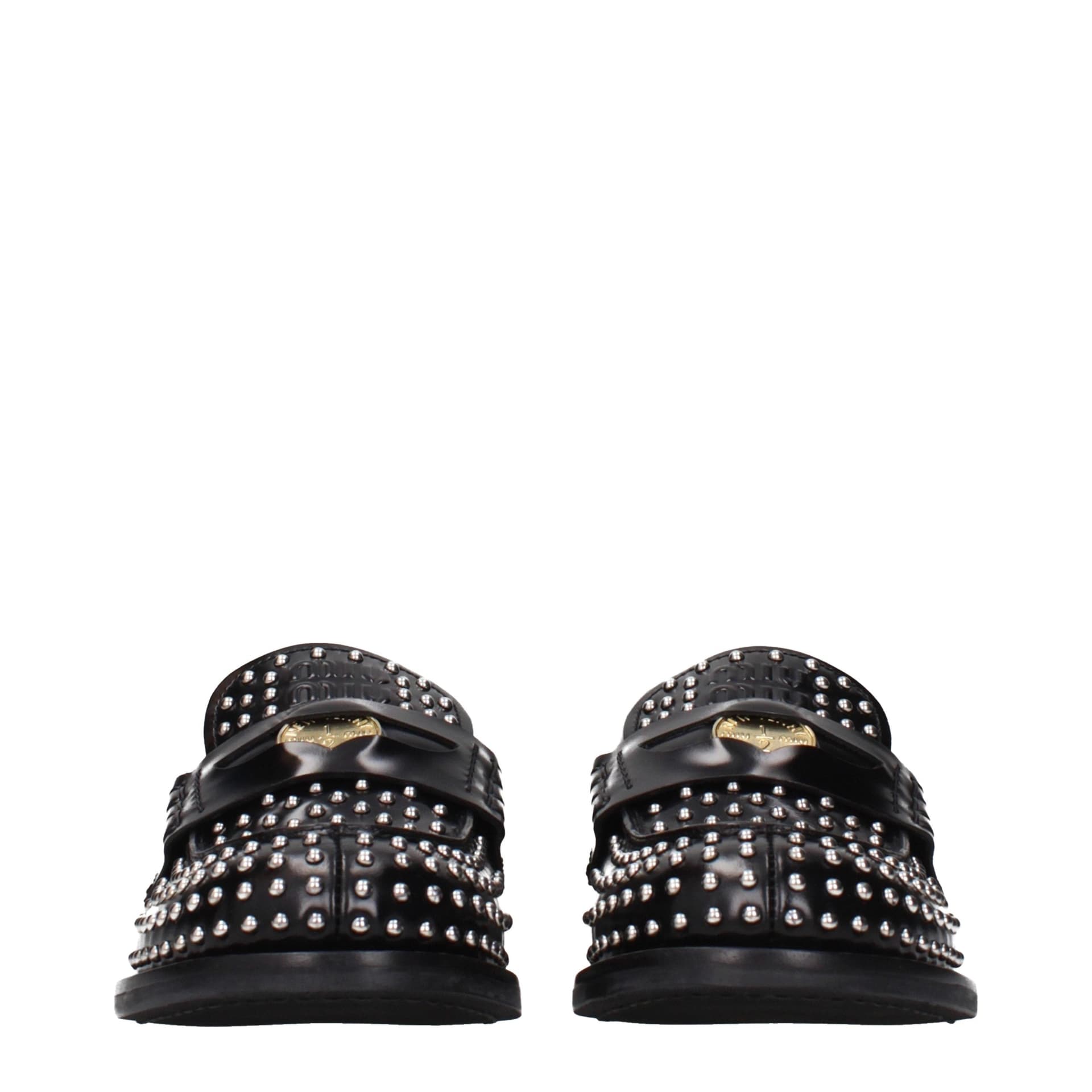 Miu Miu Black Leather Slip-On Loafers - 3