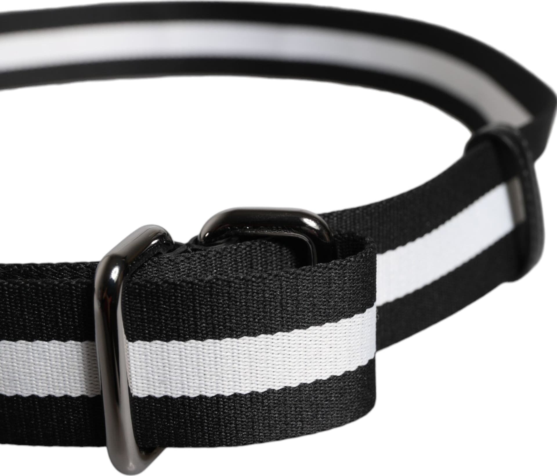 Dolce & Gabbana Black Yellow Logo Striped Metal Buckle Belt - 4