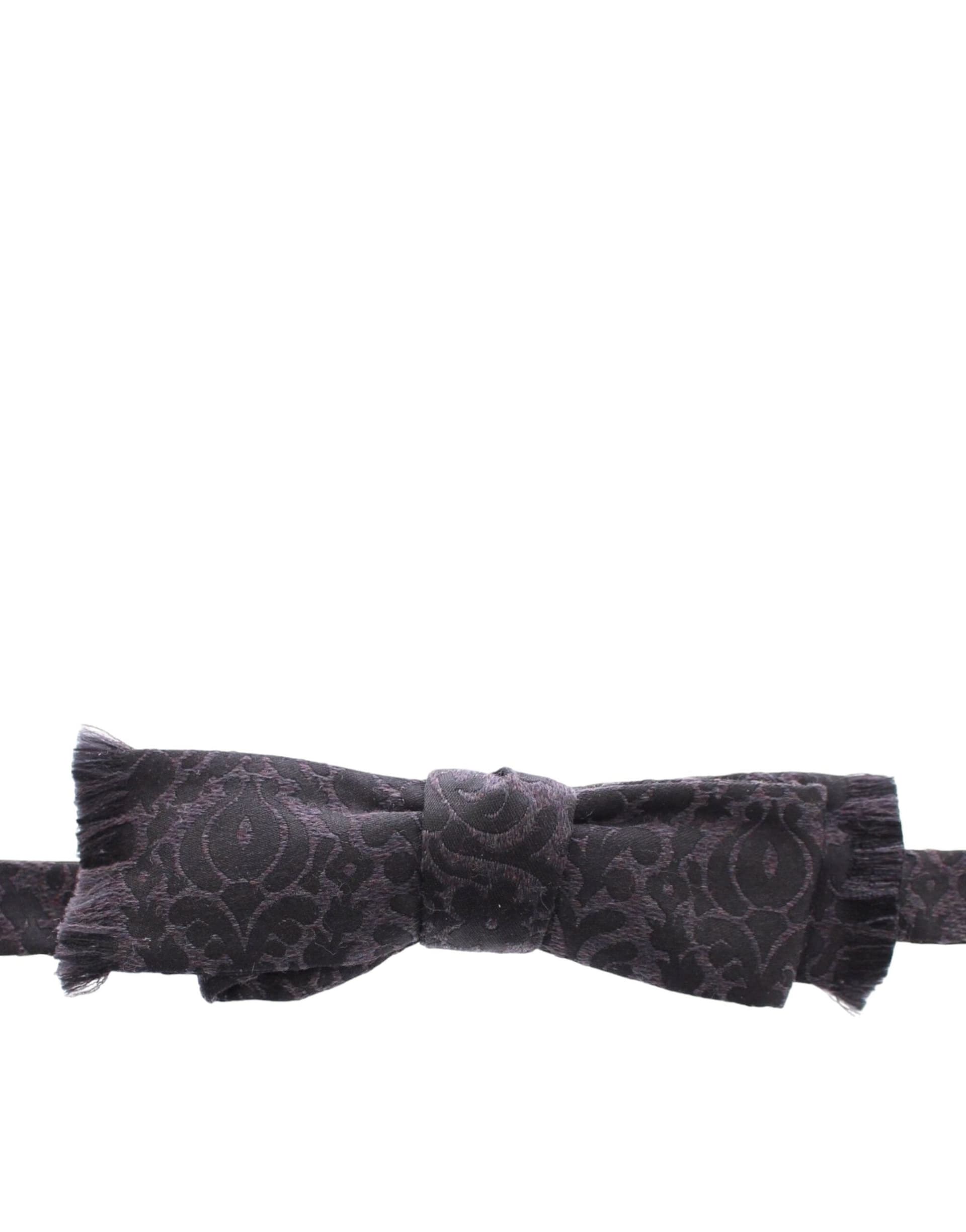 Dolce & Gabbana Gray Black Wool Silk Bow Tie - 2