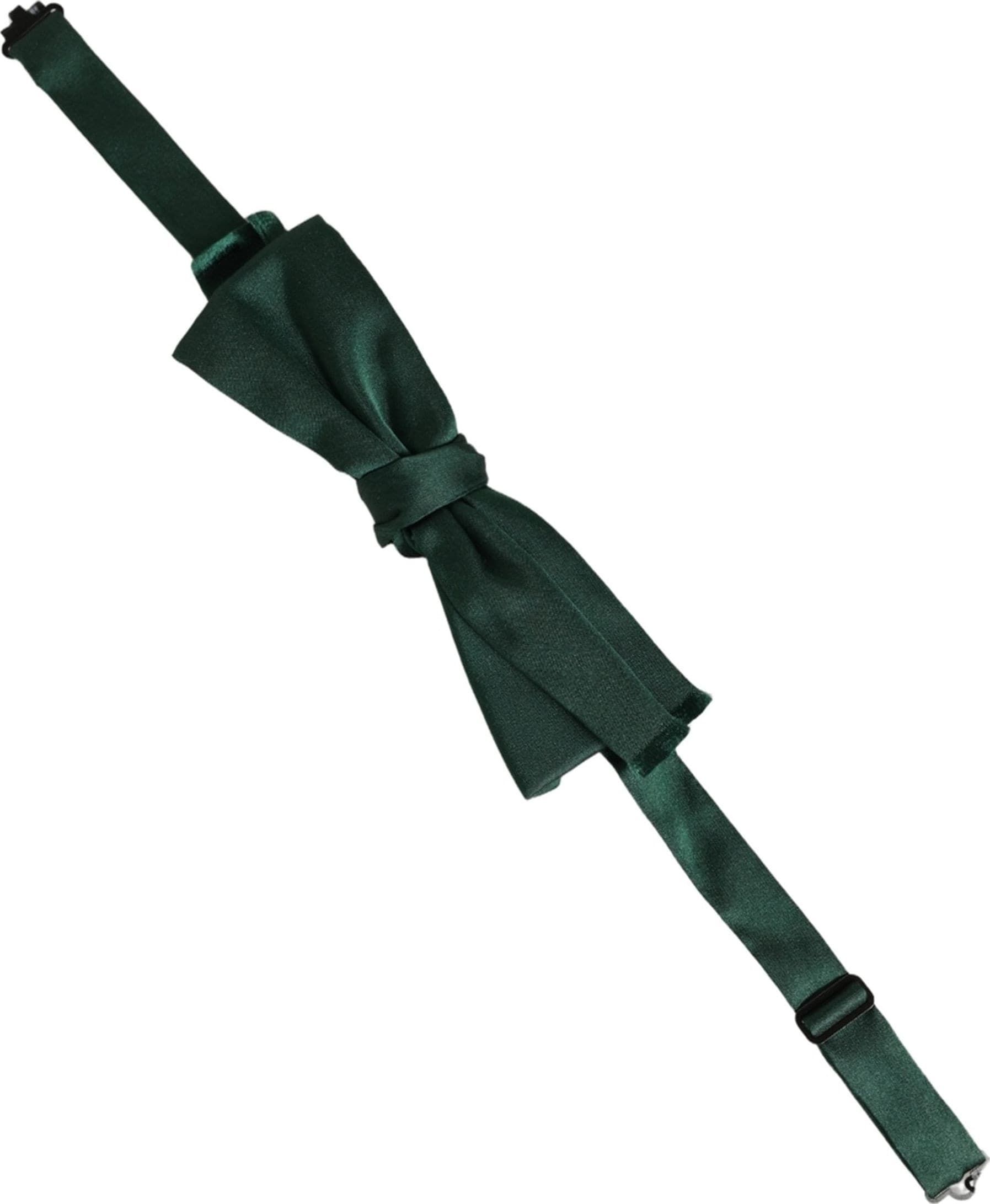Dolce & Gabbana Men Dark Green Silk Adjustable Neck Papillon Bow Tie - 2