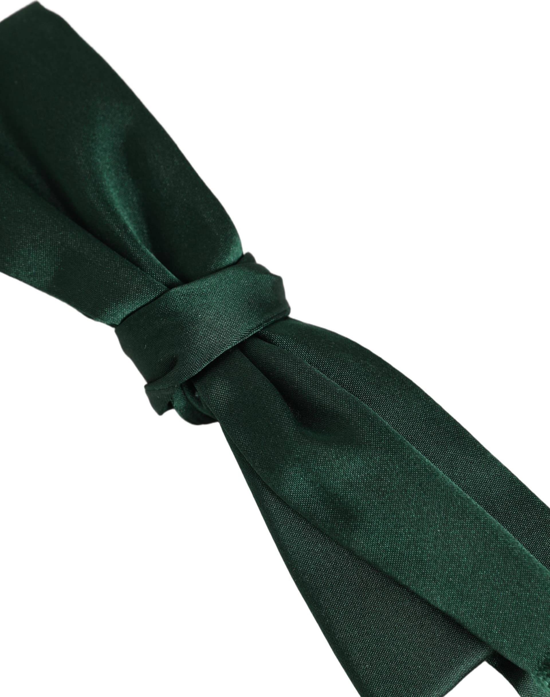 Dolce & Gabbana Men Dark Green Silk Adjustable Neck Papillon Bow Tie - 3