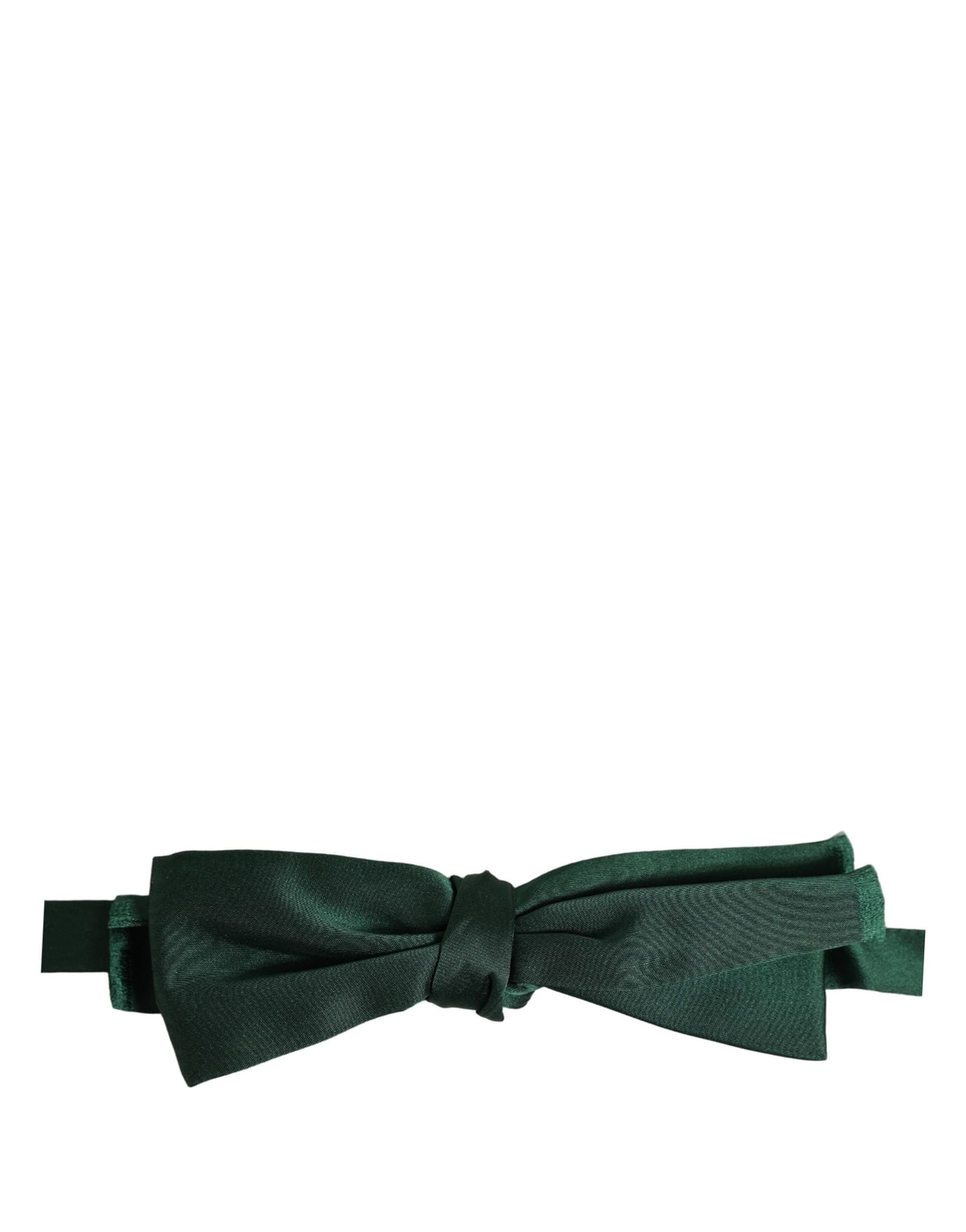 Dolce & Gabbana Men Dark Green Silk Adjustable Neck Papillon Bow Tie - 4
