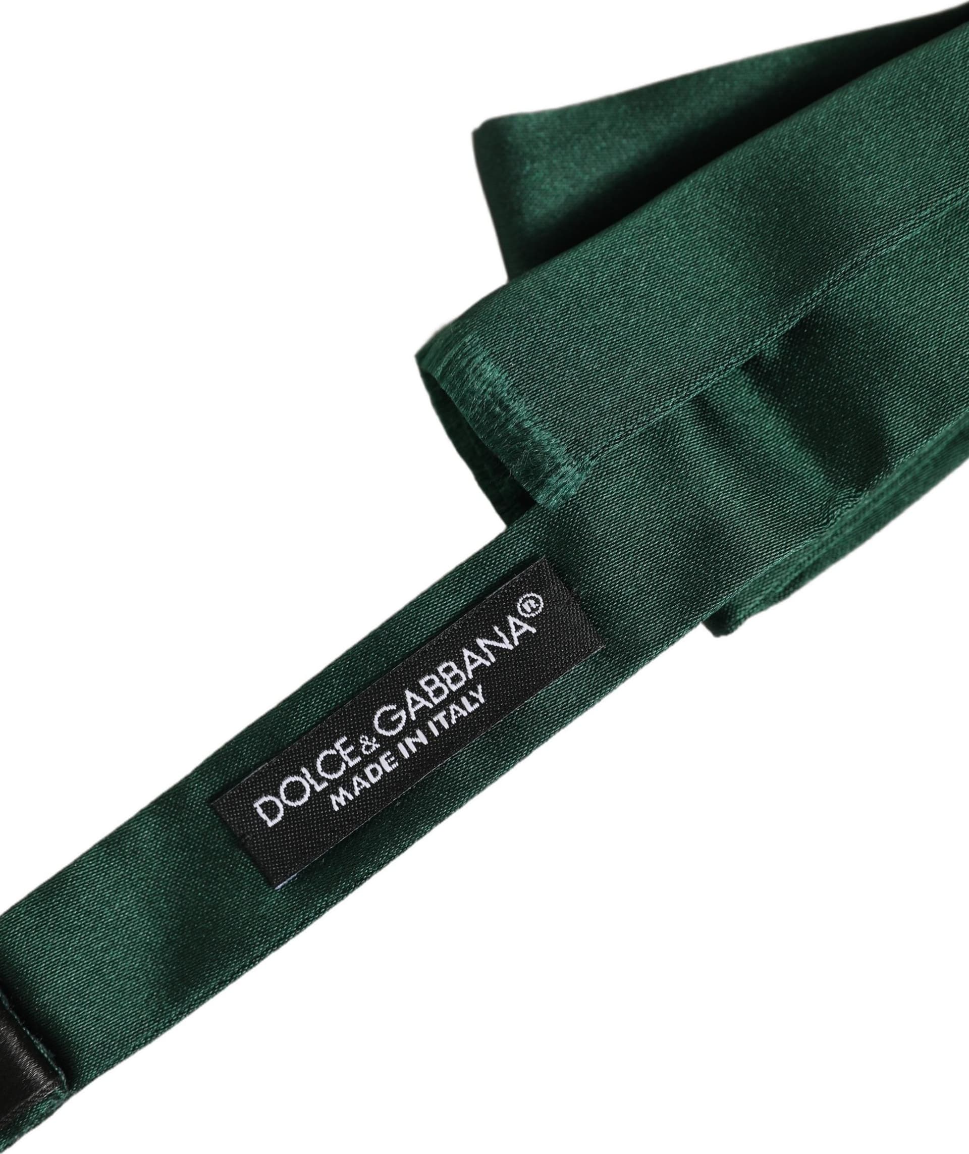 Dolce & Gabbana Men Dark Green Silk Adjustable Neck Papillon Bow Tie - 6