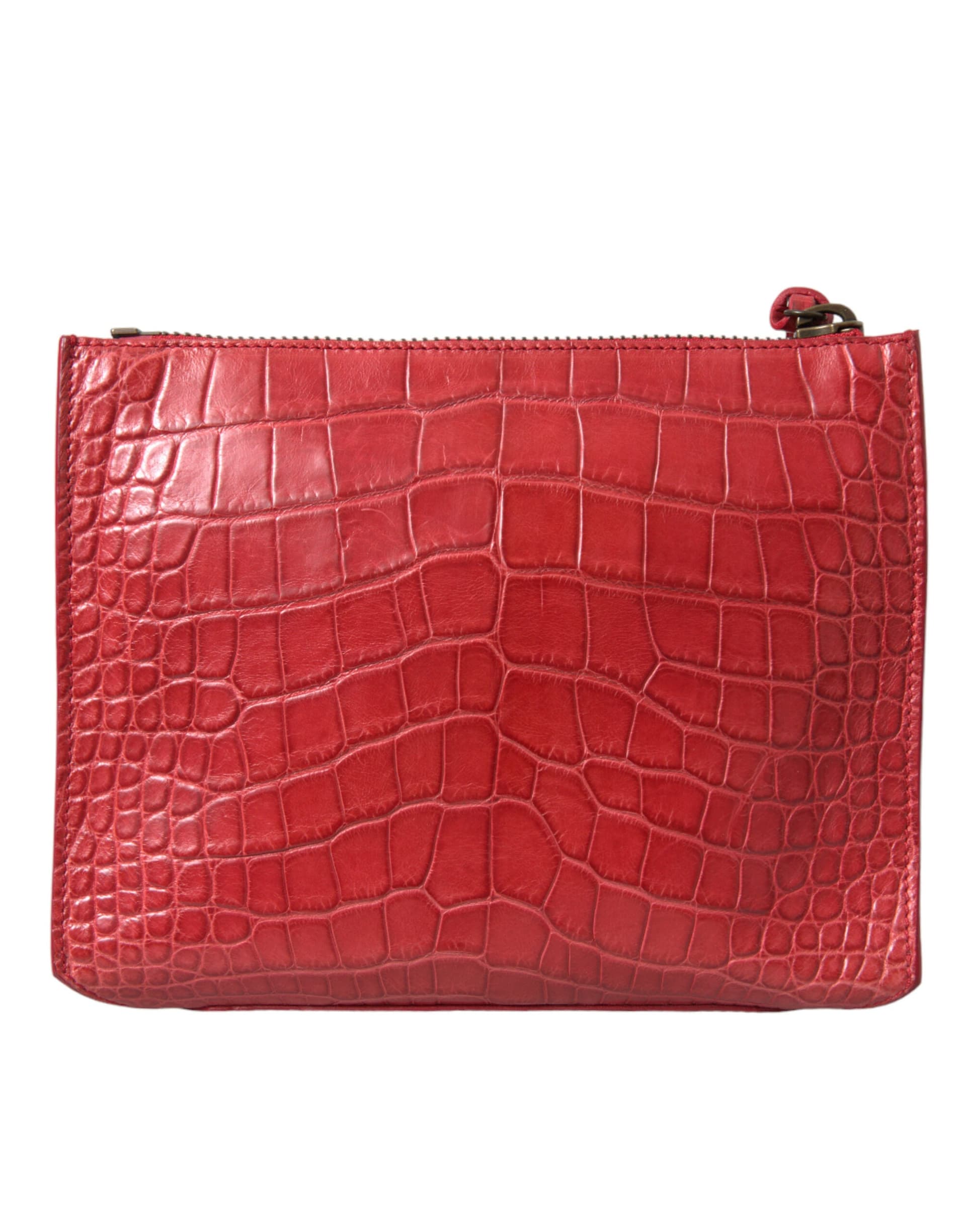 Balenciaga Red Exotic Skin Leather Classic Pouch Purse Wristlet Bag - 3