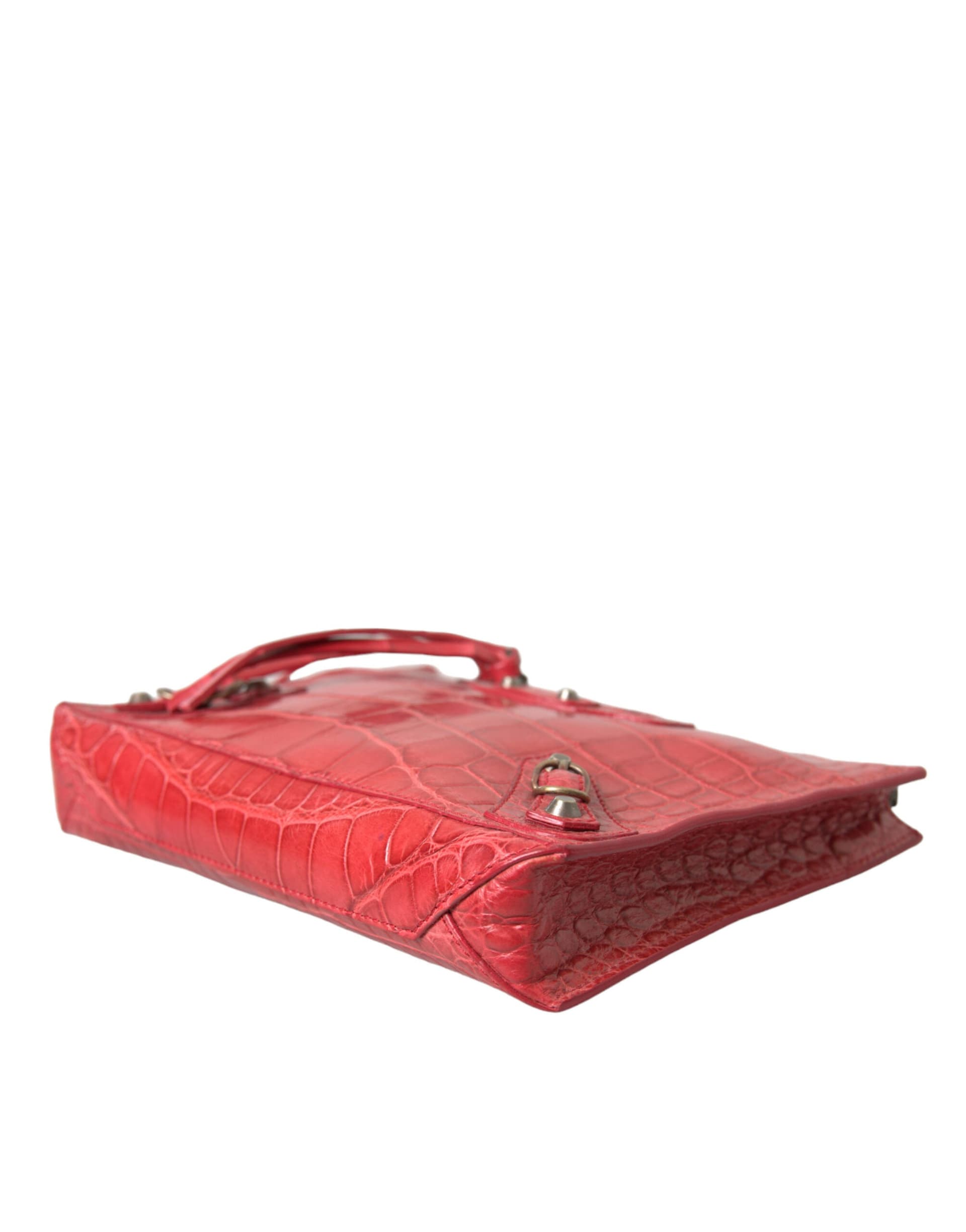 Balenciaga Red Exotic Skin Leather Classic Pouch Purse Wristlet Bag - 4