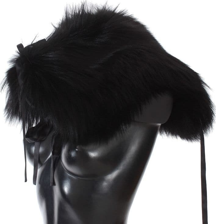 Dolce & Gabbana Black Fox Fur Shoulder Wrap Cover Collar Scarf - 3