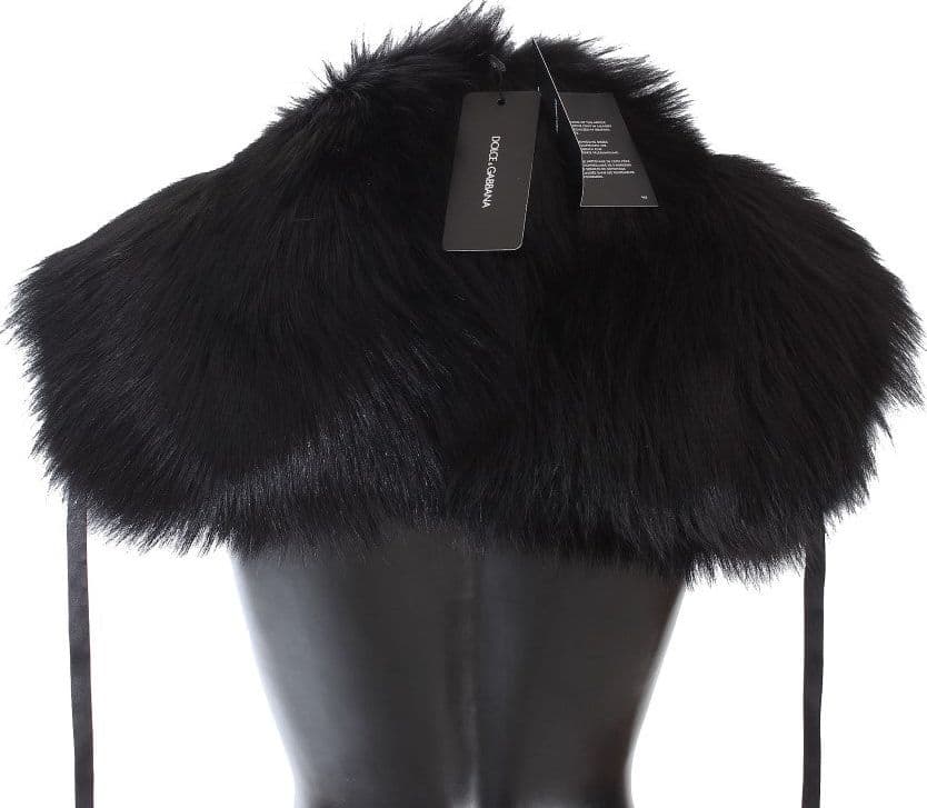 Dolce & Gabbana Black Fox Fur Shoulder Wrap Cover Collar Scarf - 4