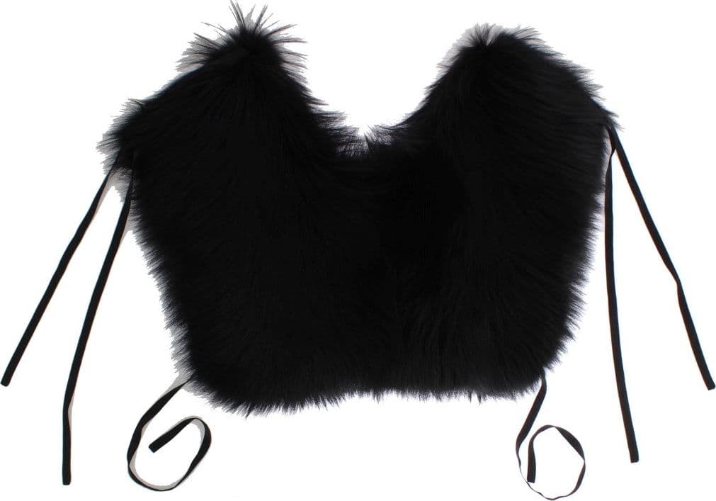 Dolce & Gabbana Black Fox Fur Shoulder Wrap Cover Collar Scarf - 5