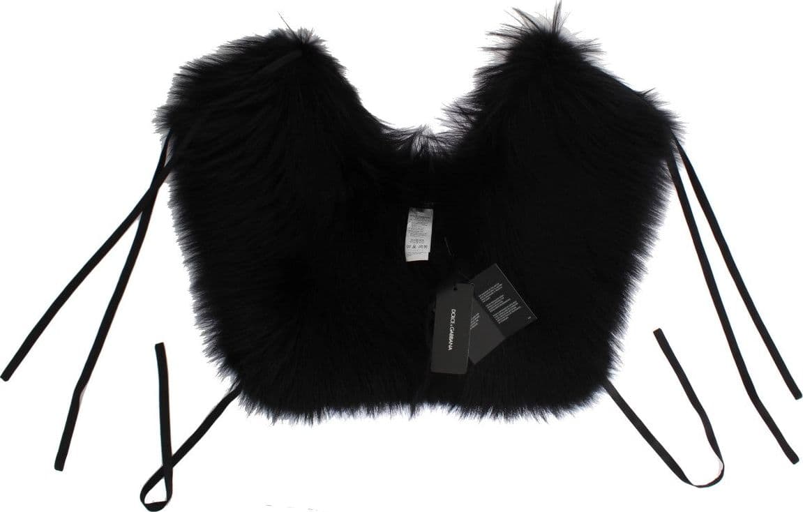 Dolce & Gabbana Black Fox Fur Shoulder Wrap Cover Collar Scarf - 7