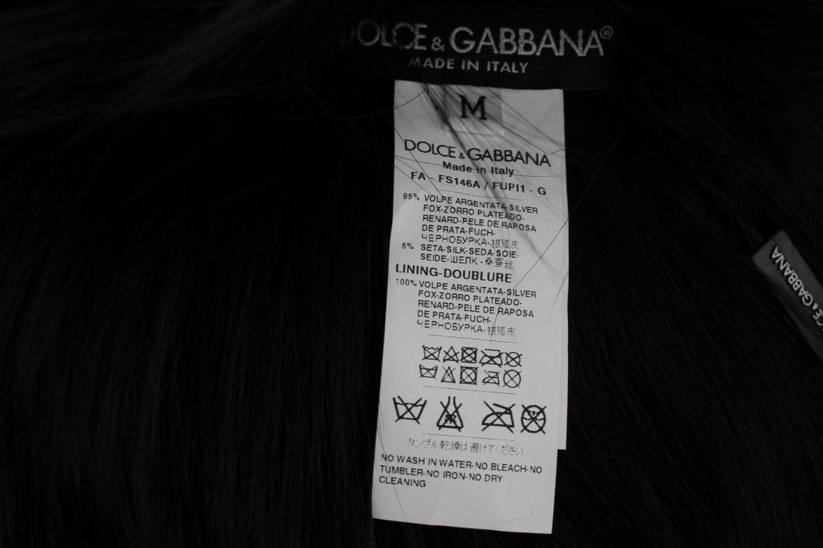 Dolce & Gabbana Black Fox Fur Shoulder Wrap Cover Collar Scarf - 8