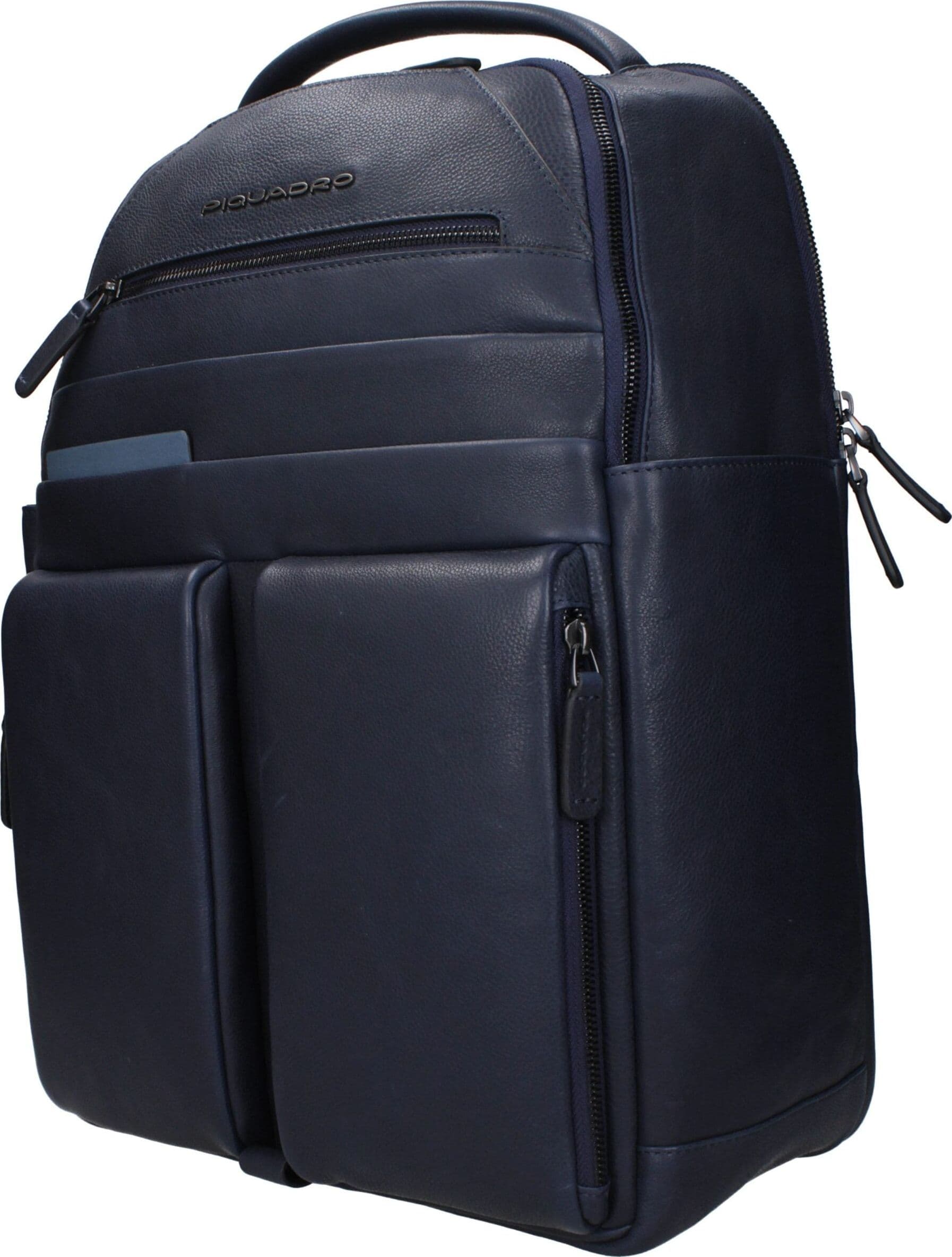 Piquadro Blue Leather Backpack - 2
