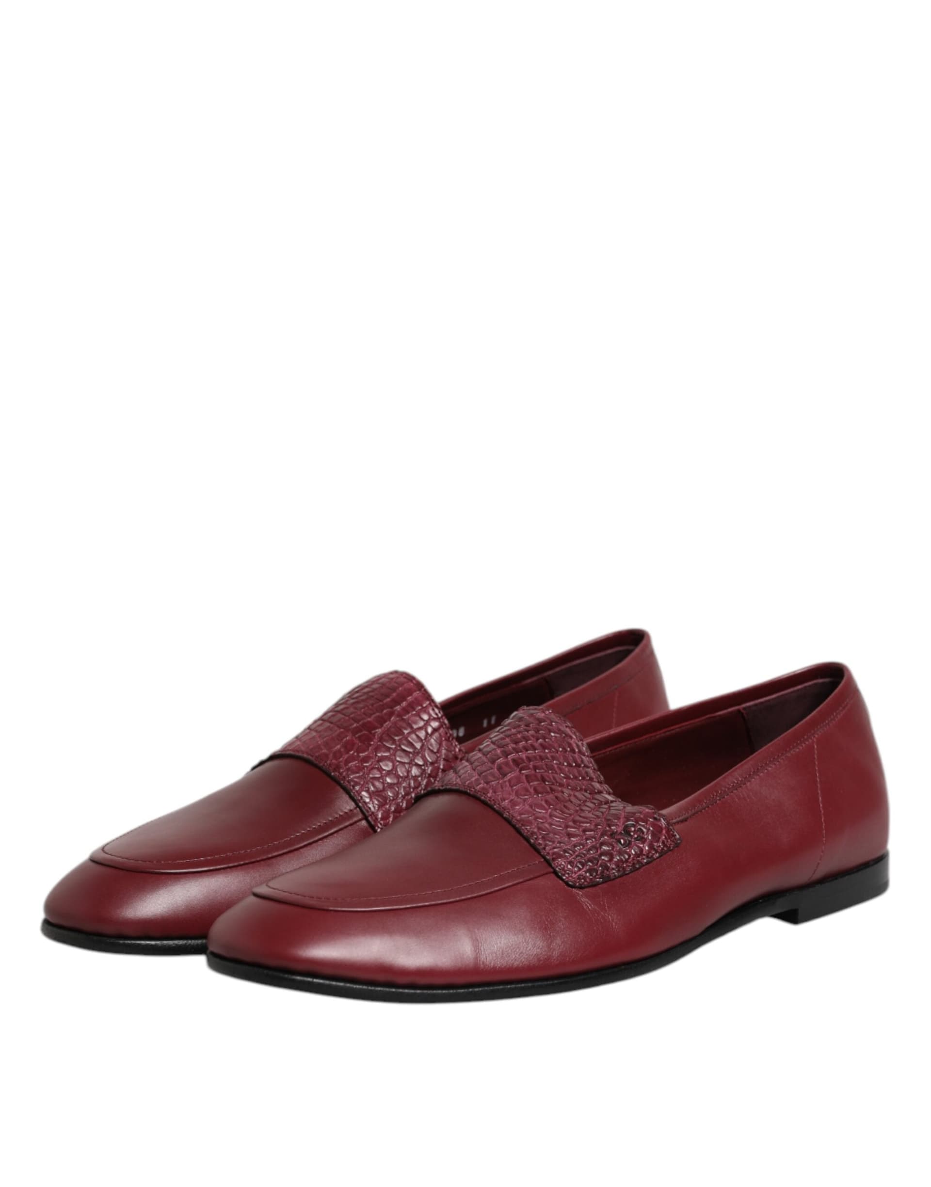 Dolce & Gabbana Burgundy Calfskin Leather Formal Slip On Shoes - 3