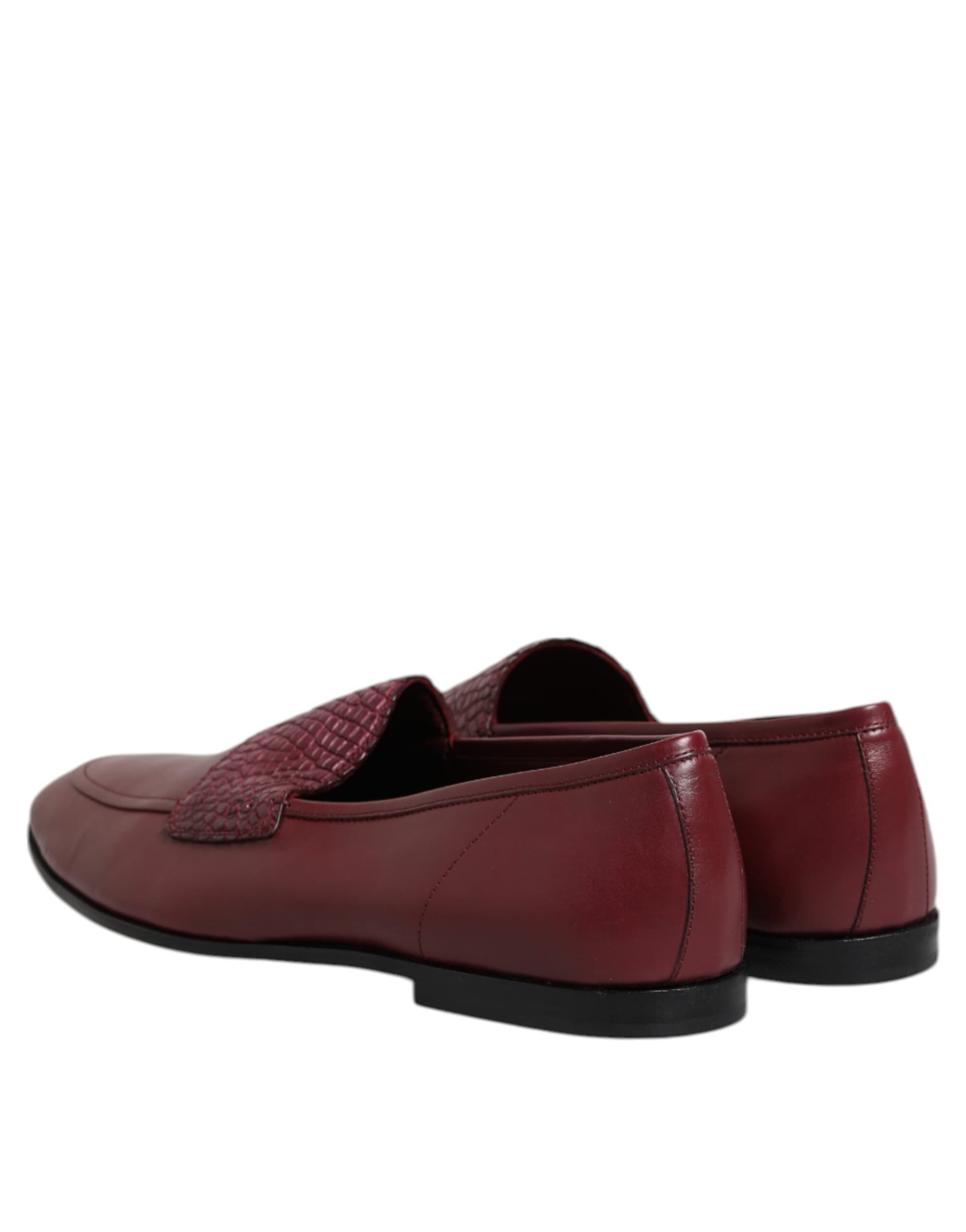 Dolce & Gabbana Burgundy Calfskin Leather Formal Slip On Shoes - 4