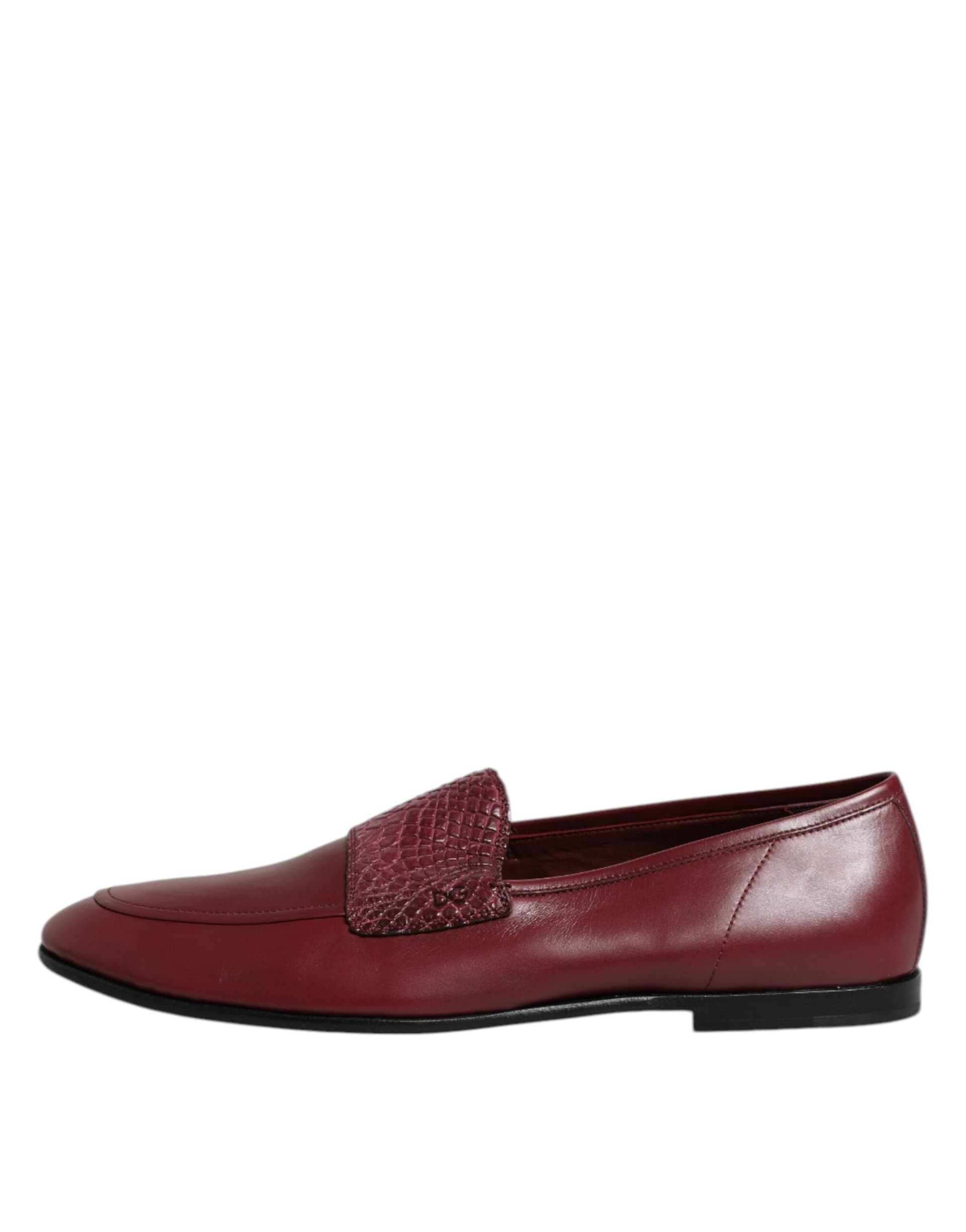 Dolce & Gabbana Burgundy Calfskin Leather Formal Slip On Shoes - 5