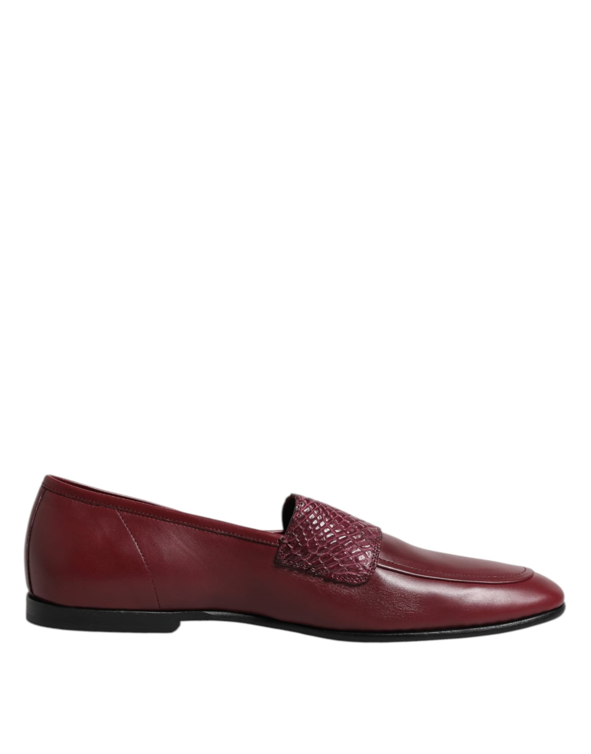 Dolce & Gabbana Burgundy Calfskin Leather Formal Slip On Shoes - 6